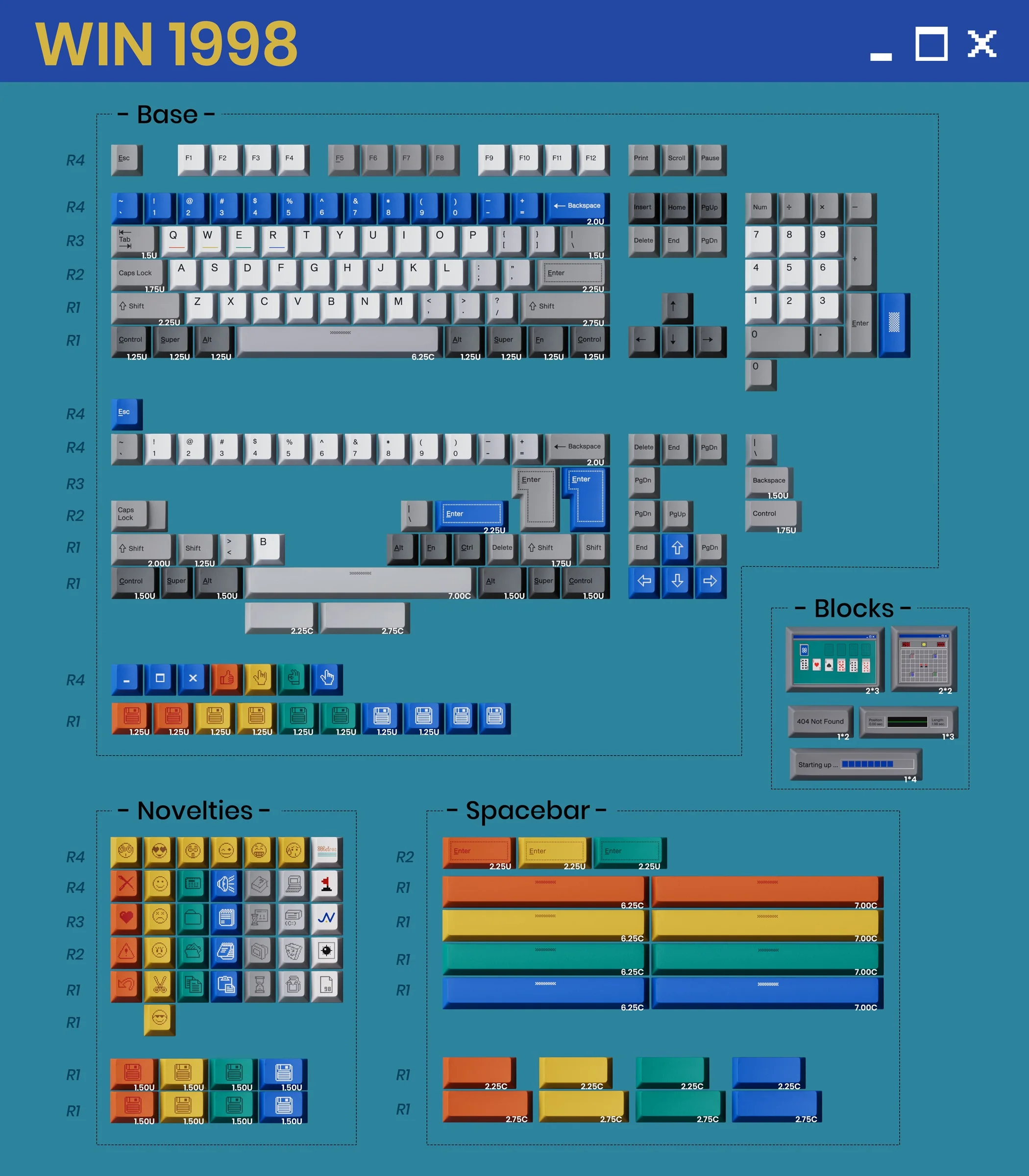 80Retros Win 1998 245 Key Cherry Profile PBT Keycap Set - Image 2