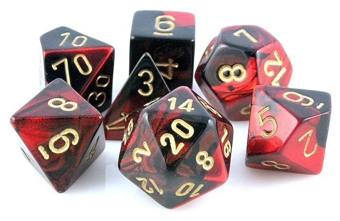 Chessex Gemini Mini Black / Red / Gold 7-Die Set