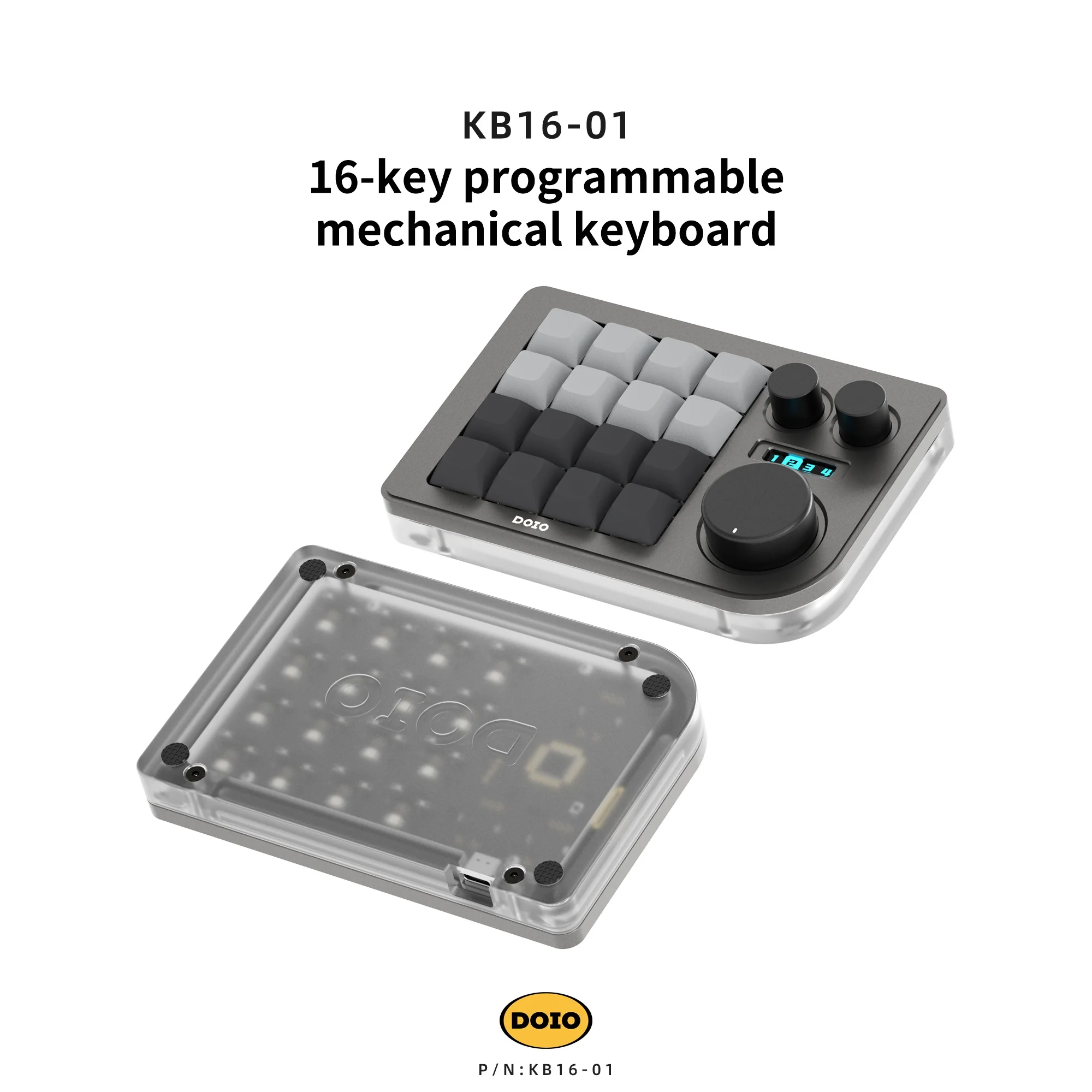 DOIO KB16 Triple Knob Macro Pad Keyboard - Image 7