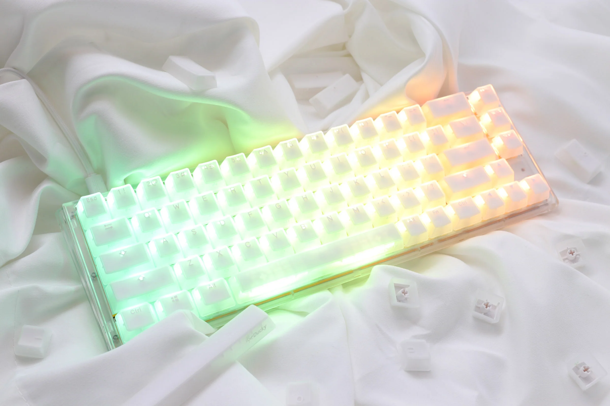 Ducky One 3 SF Aura Clear White 65% Hotswap RGB LED Double Shot ABS Mechanical Keyboard - Image 8