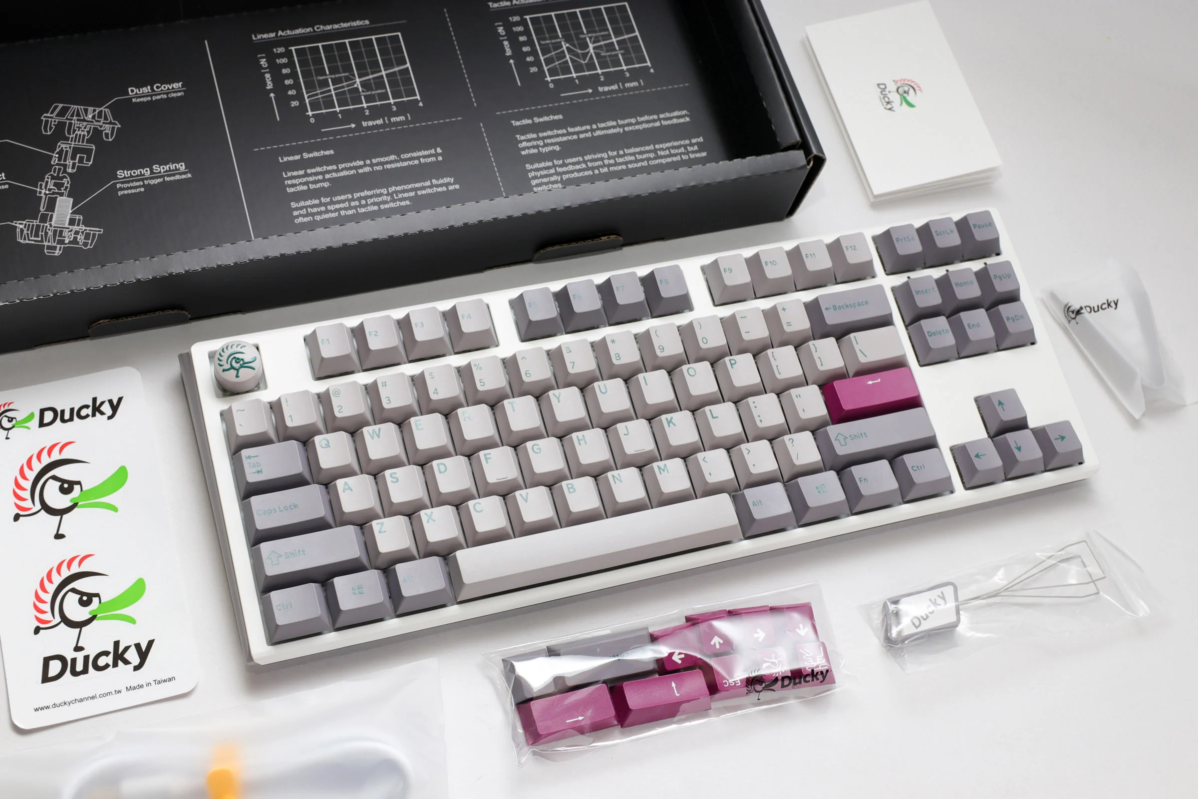 Ducky One 3 TKL Mist Grey Hotswap RGB Double Shot PBT QUACK Mechanical Keyboard - Image 8