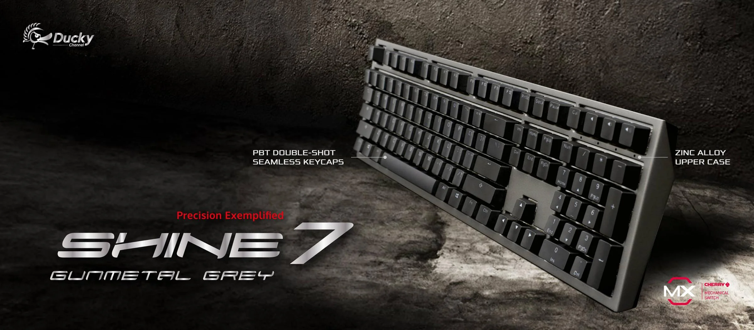 Ducky Shine 7 Gunmetal RGB LED Double Shot PBT Mechanical Keyboard - Image 3