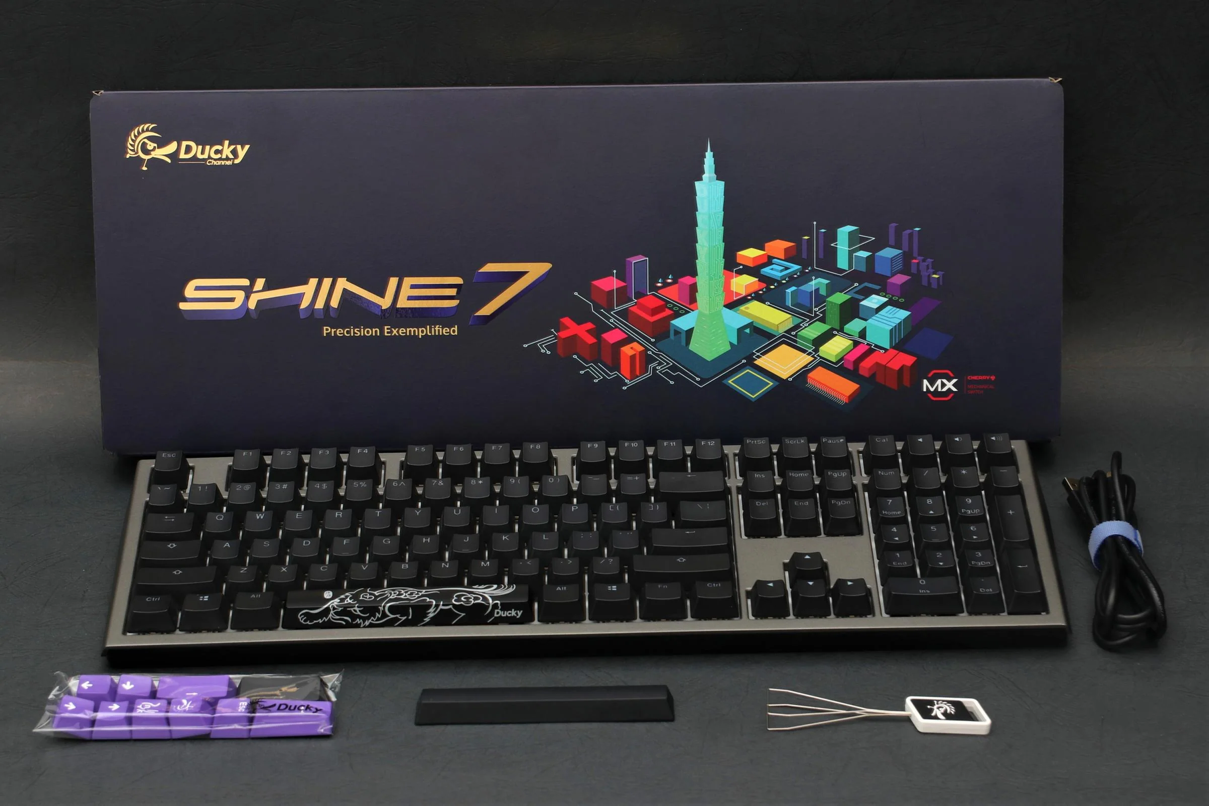 Ducky Shine 7 Gunmetal RGB LED Double Shot PBT Mechanical Keyboard - Image 9