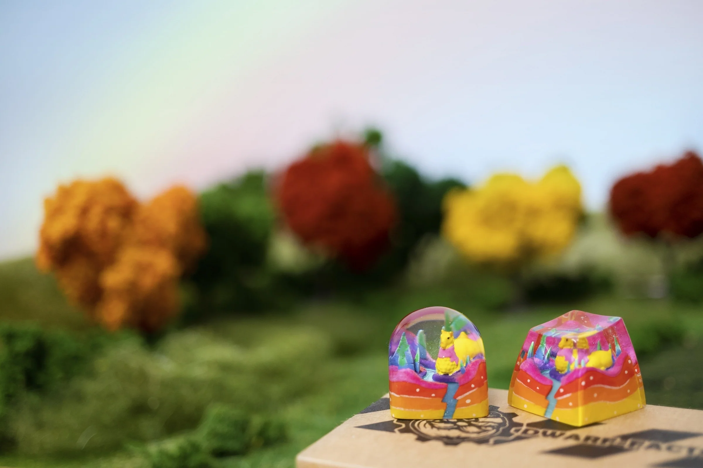 Dwarf Factory x MK Rainbow Llama Artisan Keycap DOM Profile Resin Artisan Keycap - Image 2