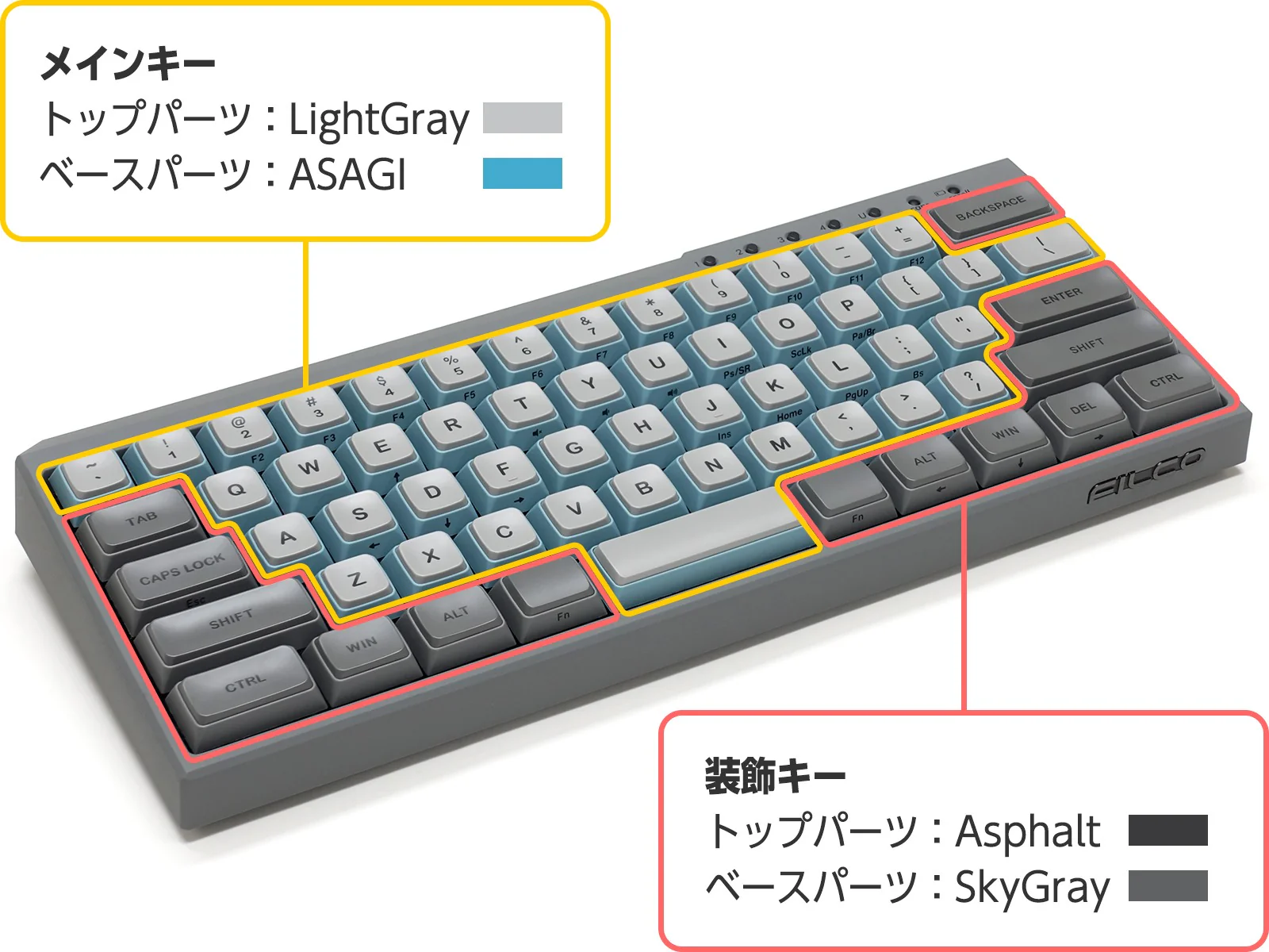 Filco Majestouch Minila R Convertible Sky Grey 60% Bluetooth Double Shot PBT Mechanical Keyboard - Image 16