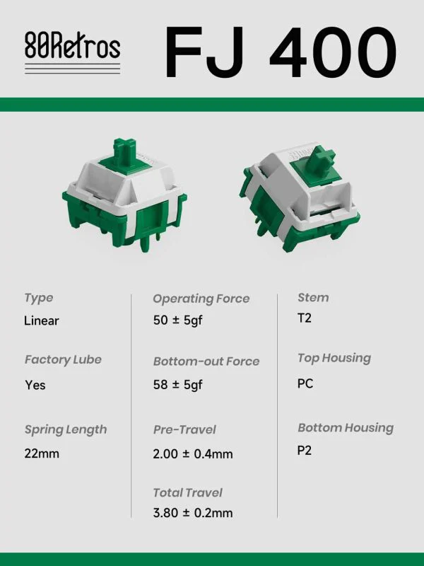 80Retros x HMX FJ400 50g Linear PCB Mount Switches 35 Pack - Image 8
