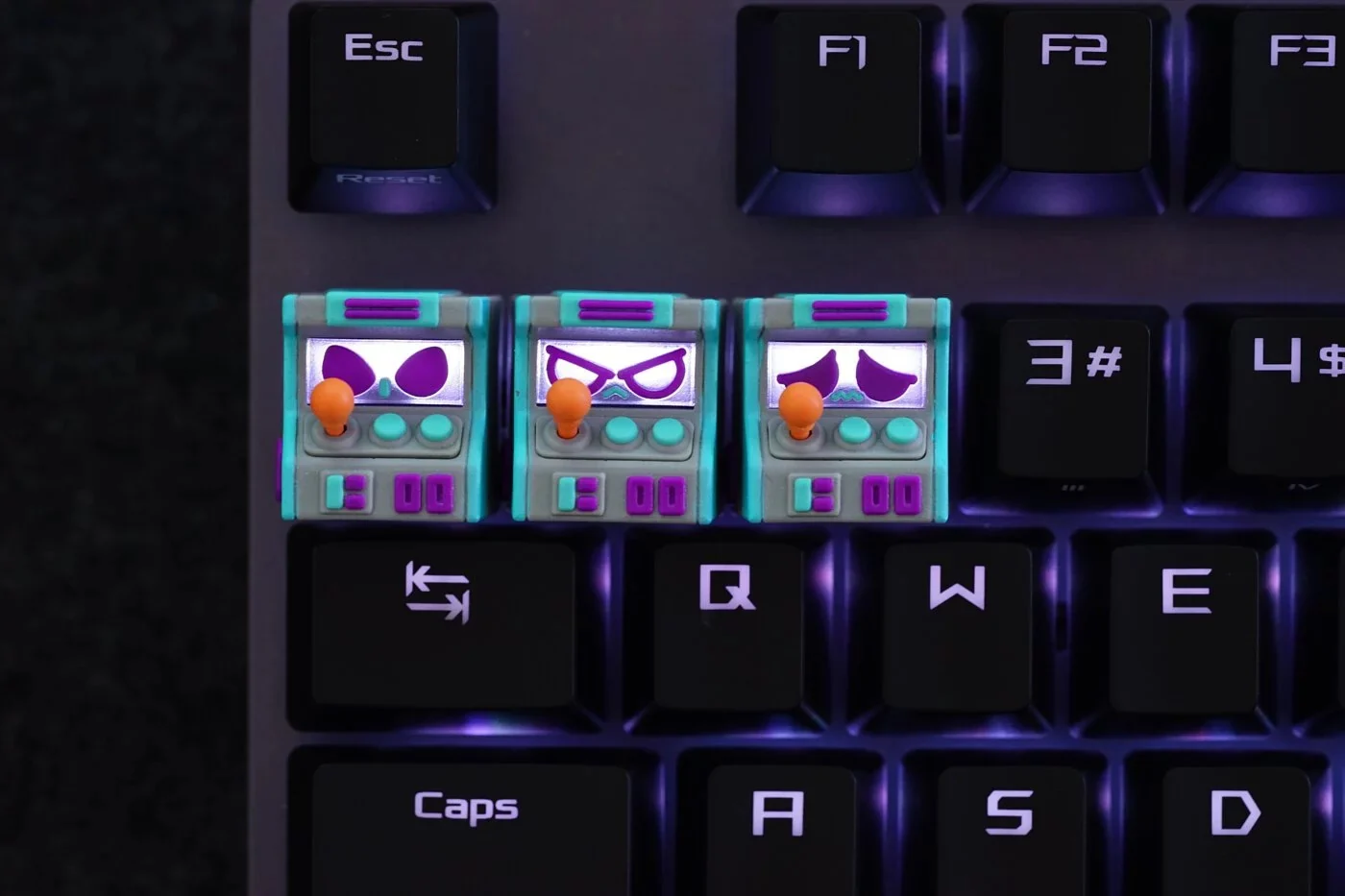 Hot Keys Project HKP Error Angry Grey Blue Purple Artisan Keycap - Image 3
