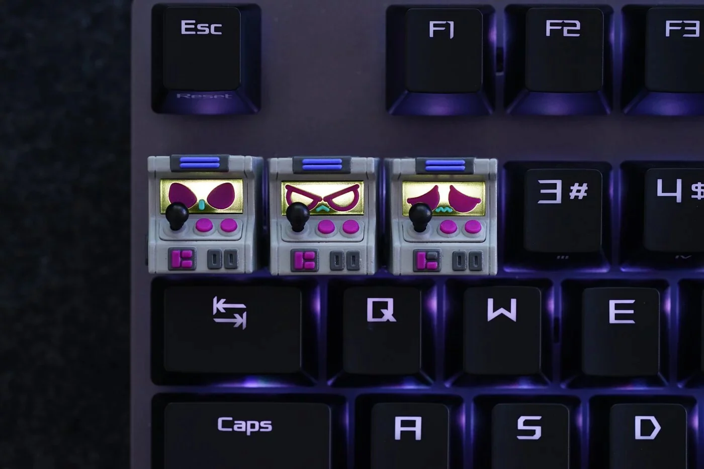 Hot Keys Project HKP Error Smart Grey Purple Artisan Keycap - Image 2