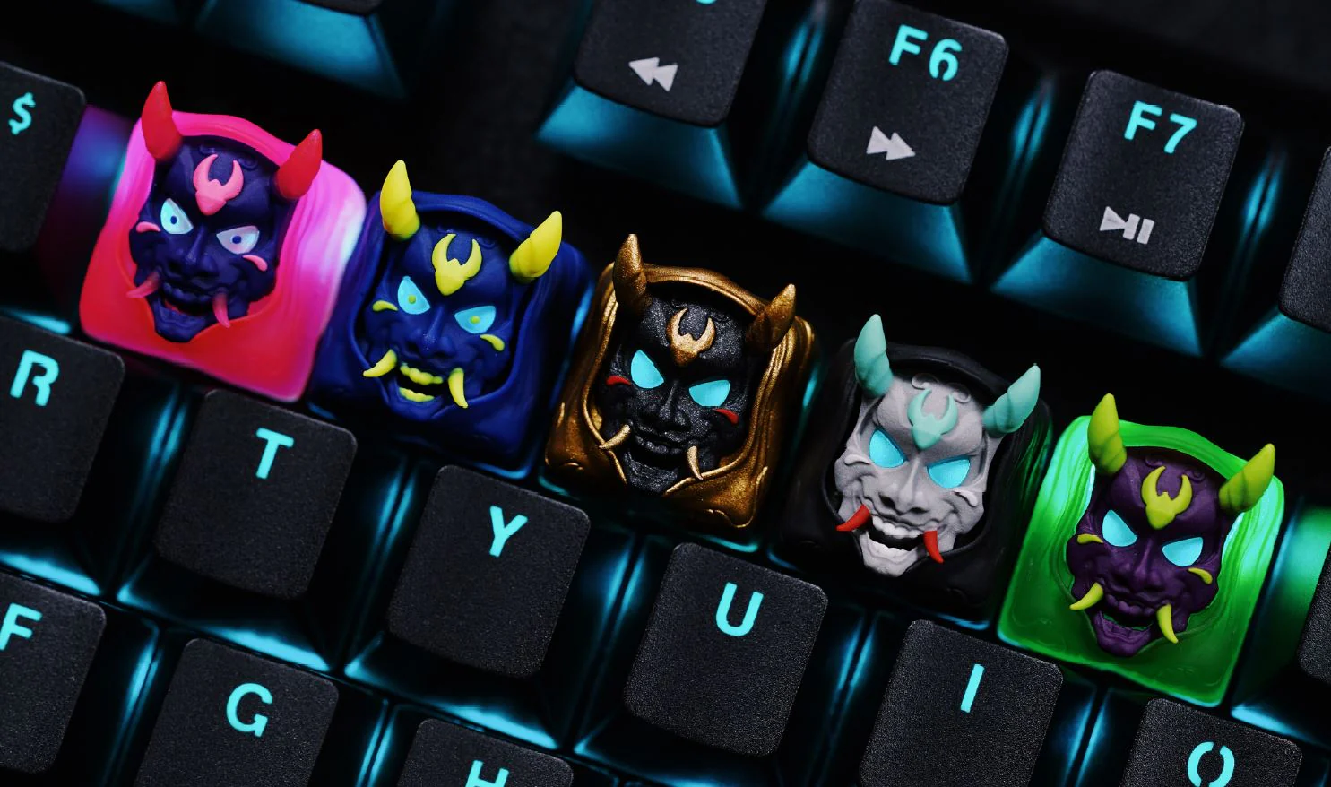Hot Keys Project HKP Hannya Demon Royal Blue Artisan Keycap - Image 2
