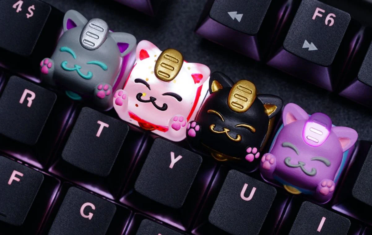 Hot Keys Project HKP Lucky Cat Grey Artisan Keycap - Image 2