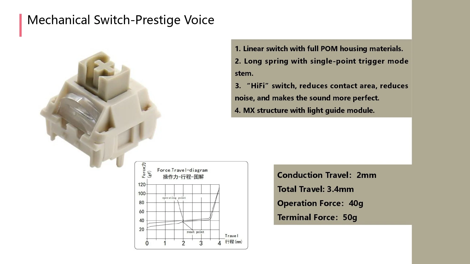 Kailh Prestige Voice 40g Linear PCB Mount Switch 55 Pack - Image 2