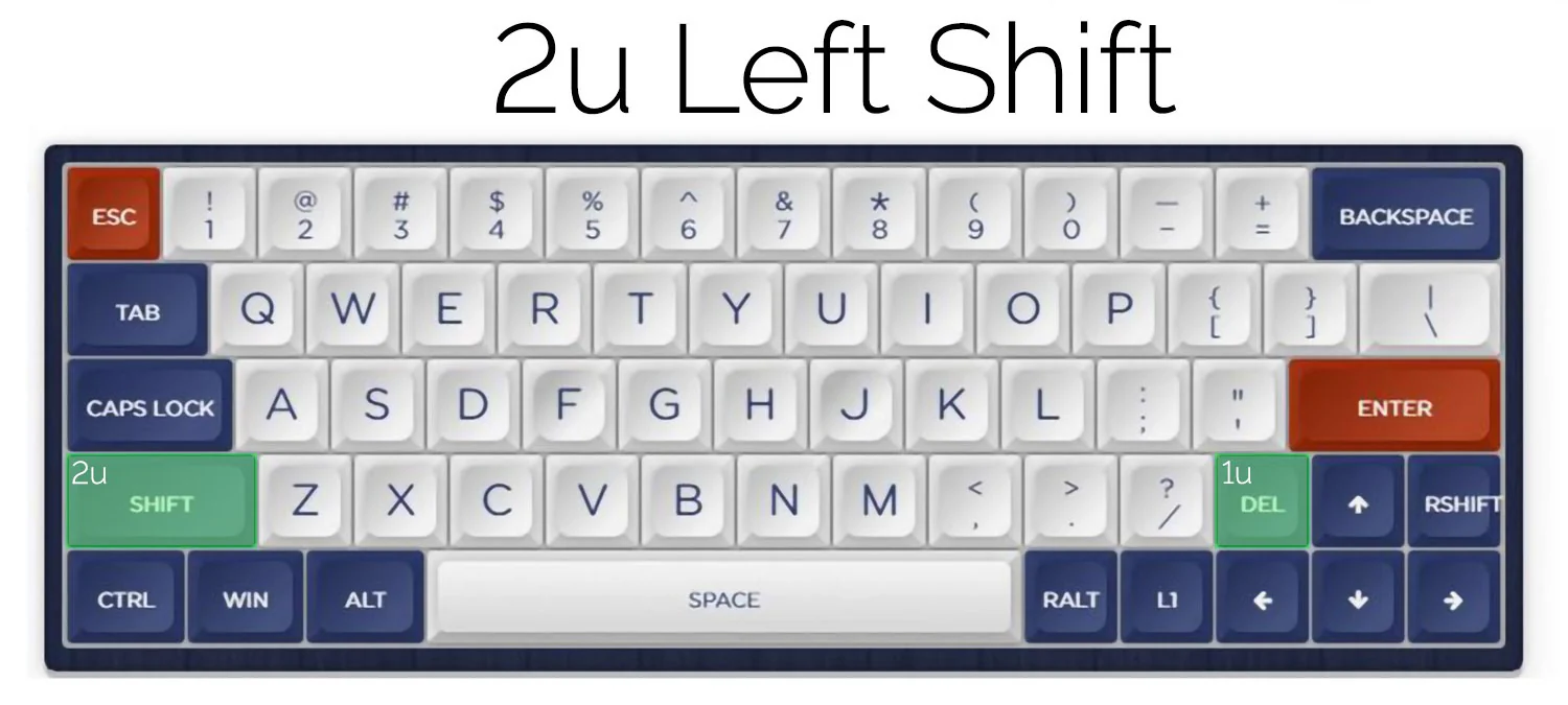 KBDFans DZ60 CNC Brass Plate- 2u Left Shift - Image 3