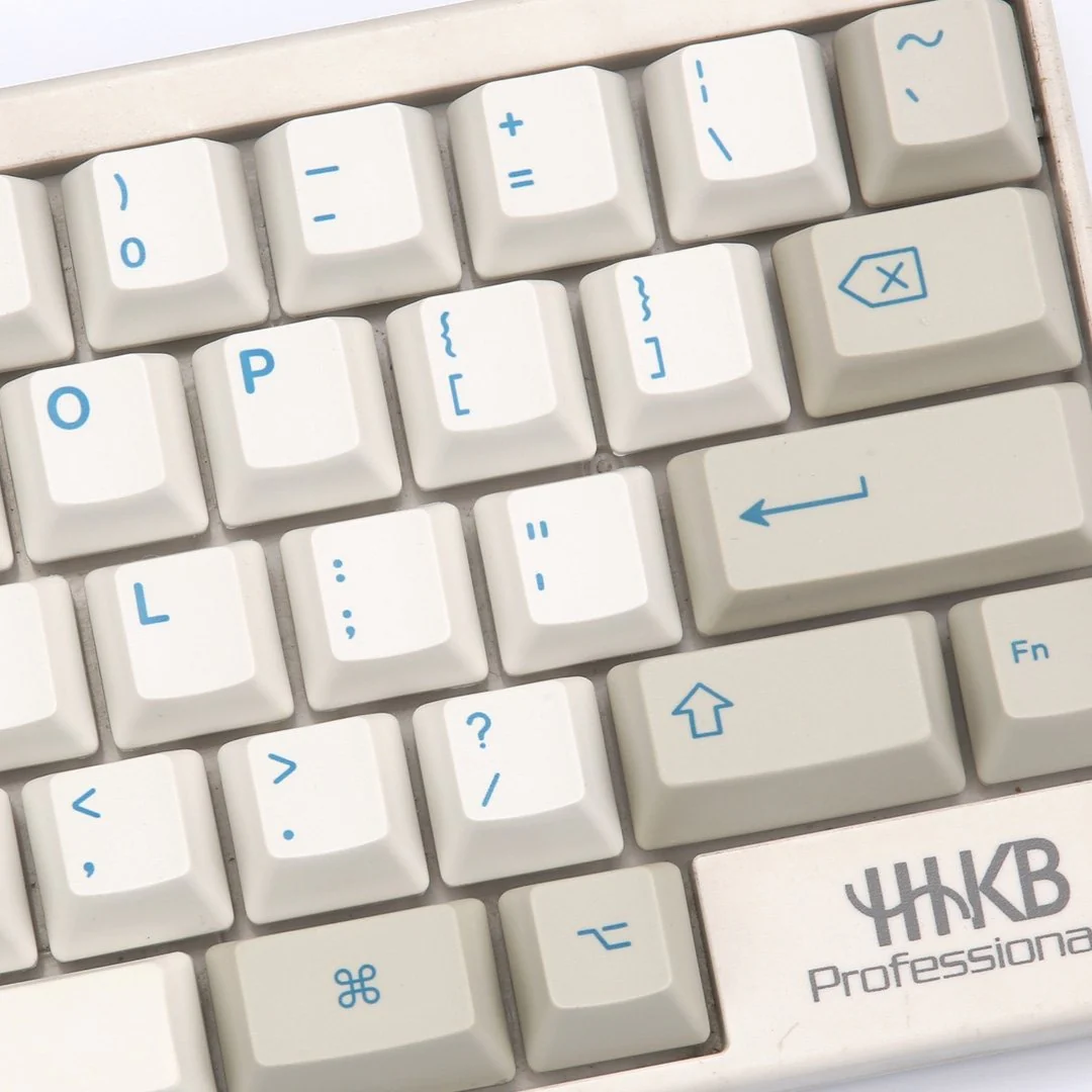 KBDFans Blue / White HHKB 60 Key OEM Profile Dye Sub PBT Topre Keycap Set - Image 3
