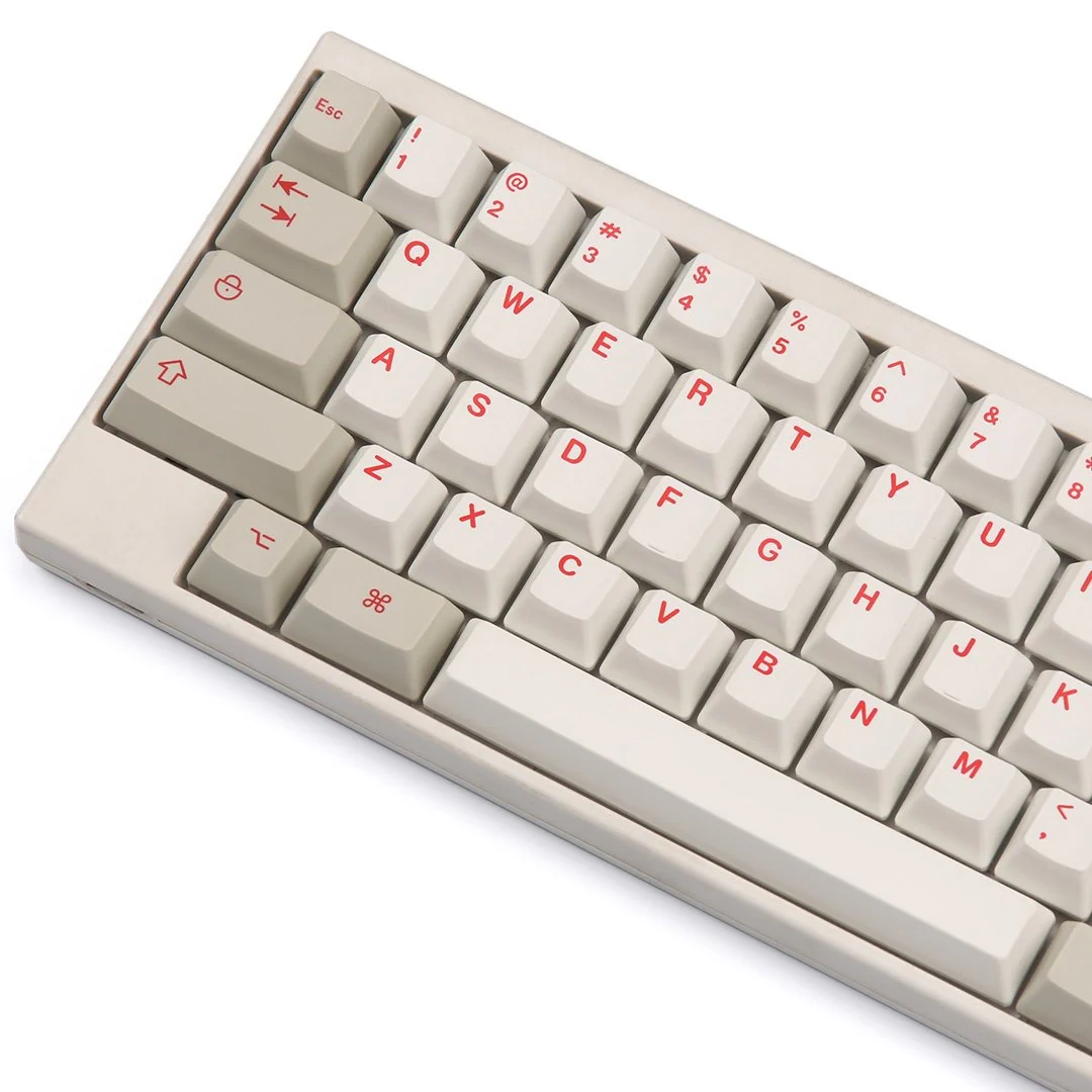 KBDFans Red / White 60 Key OEM Profile Dye Sub PBT Topre Keycap Set - Image 2