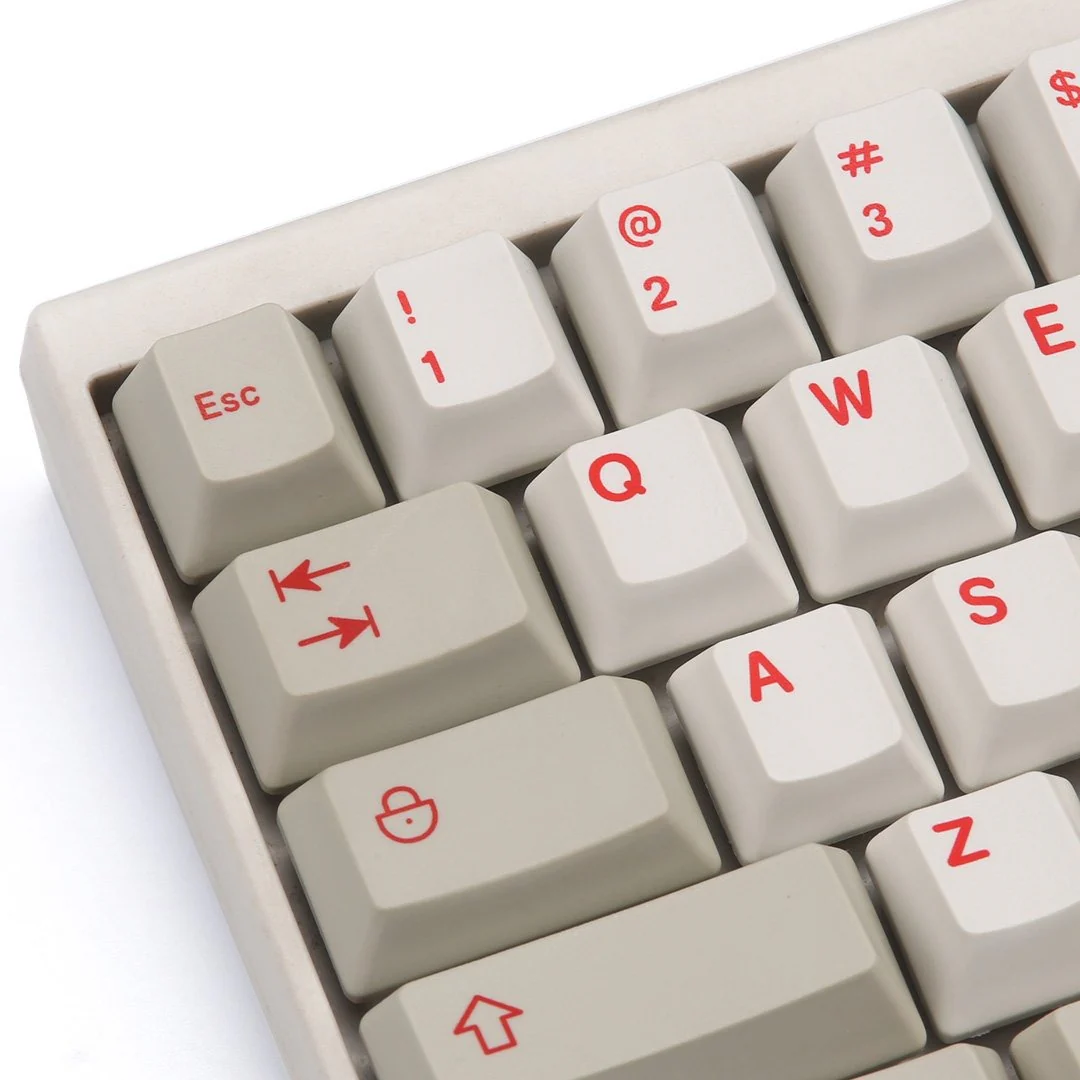 KBDFans Red / White 60 Key OEM Profile Dye Sub PBT Topre Keycap Set - Image 4