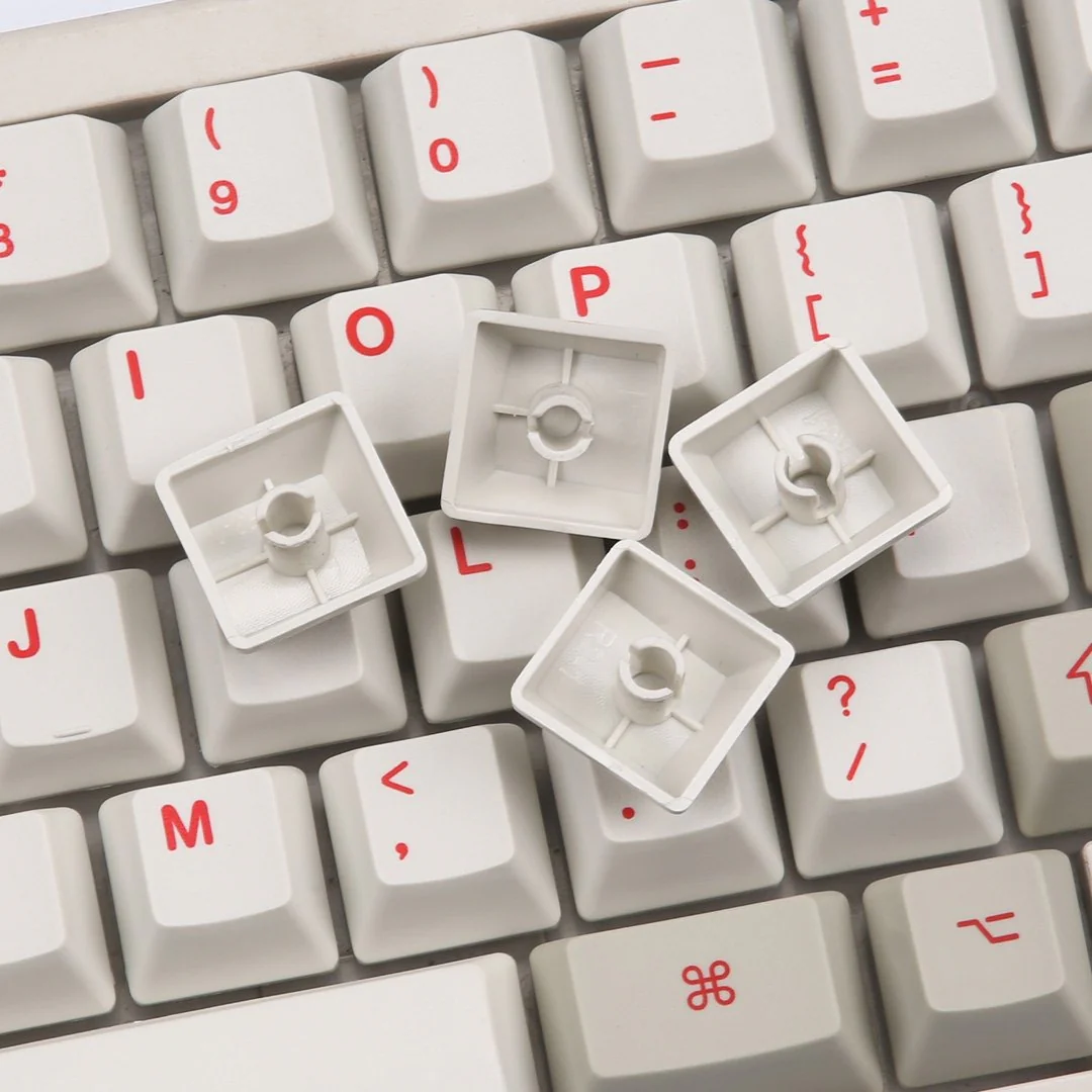 KBDFans Red / White 60 Key OEM Profile Dye Sub PBT Topre Keycap Set - Image 5