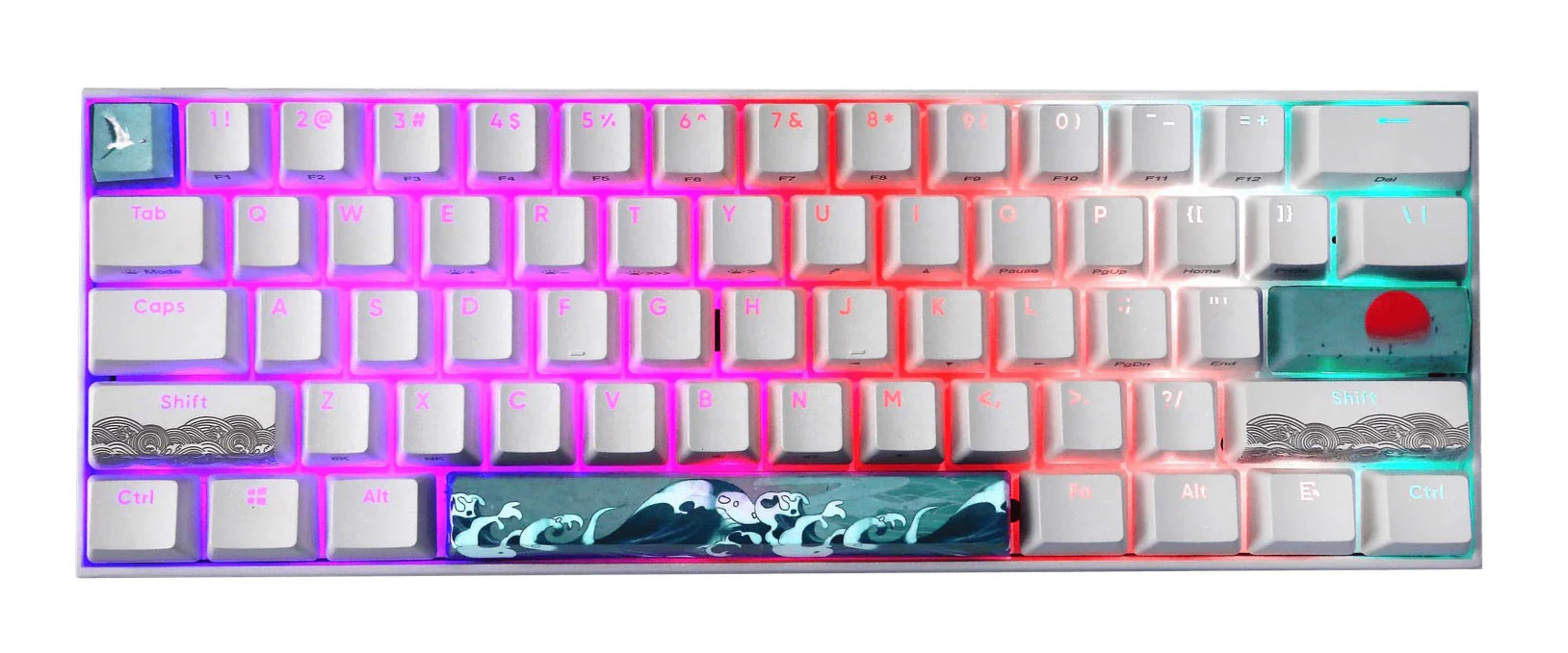 KBParadise V60 The 2 Sun Crane Wave RGB LED 60% Dye Sub PBT Hotswap Mechanical Keyboard - Image 2