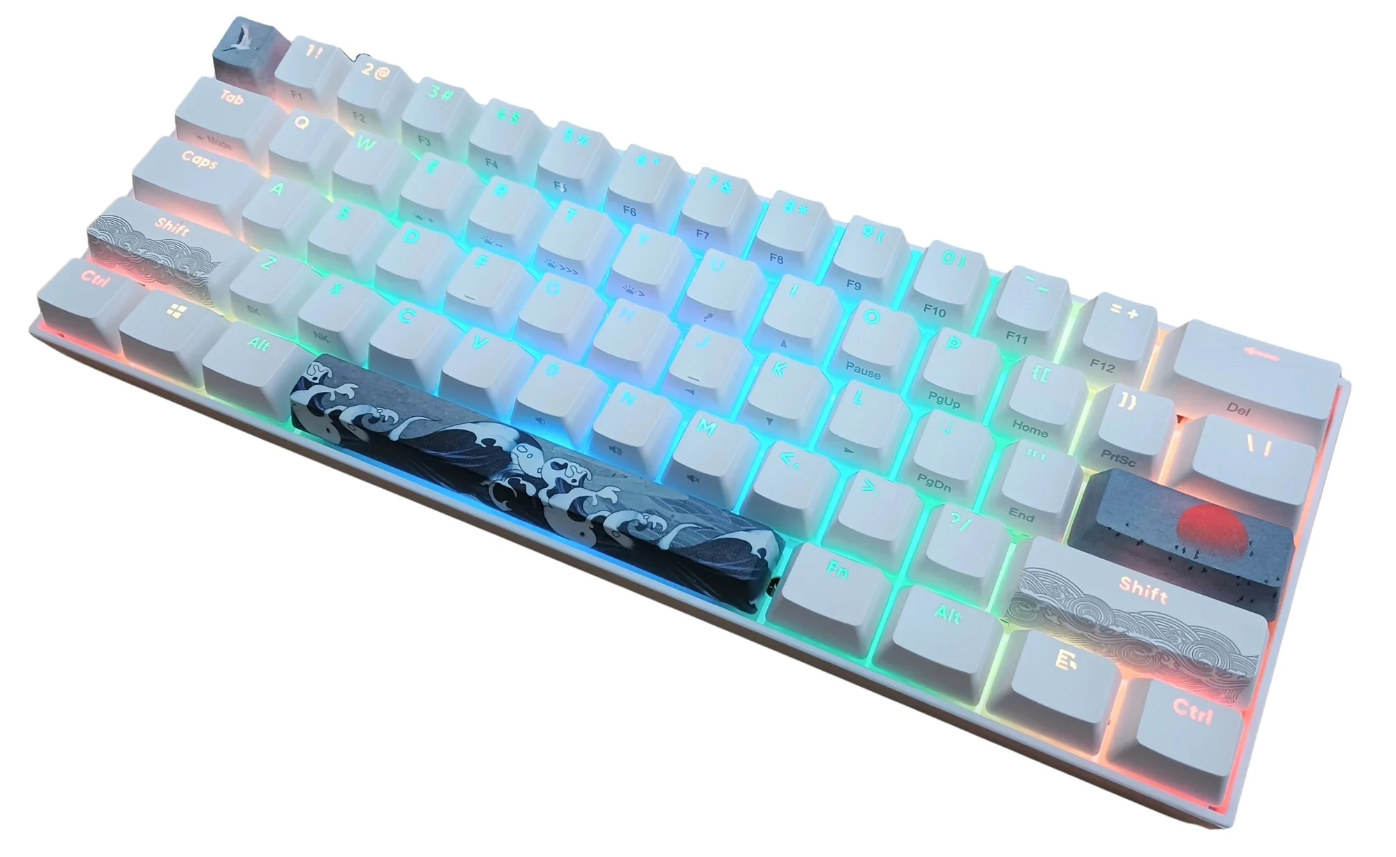KBParadise V60 The 2 Sun Crane Wave RGB LED 60% Dye Sub PBT Hotswap Mechanical Keyboard - Image 6