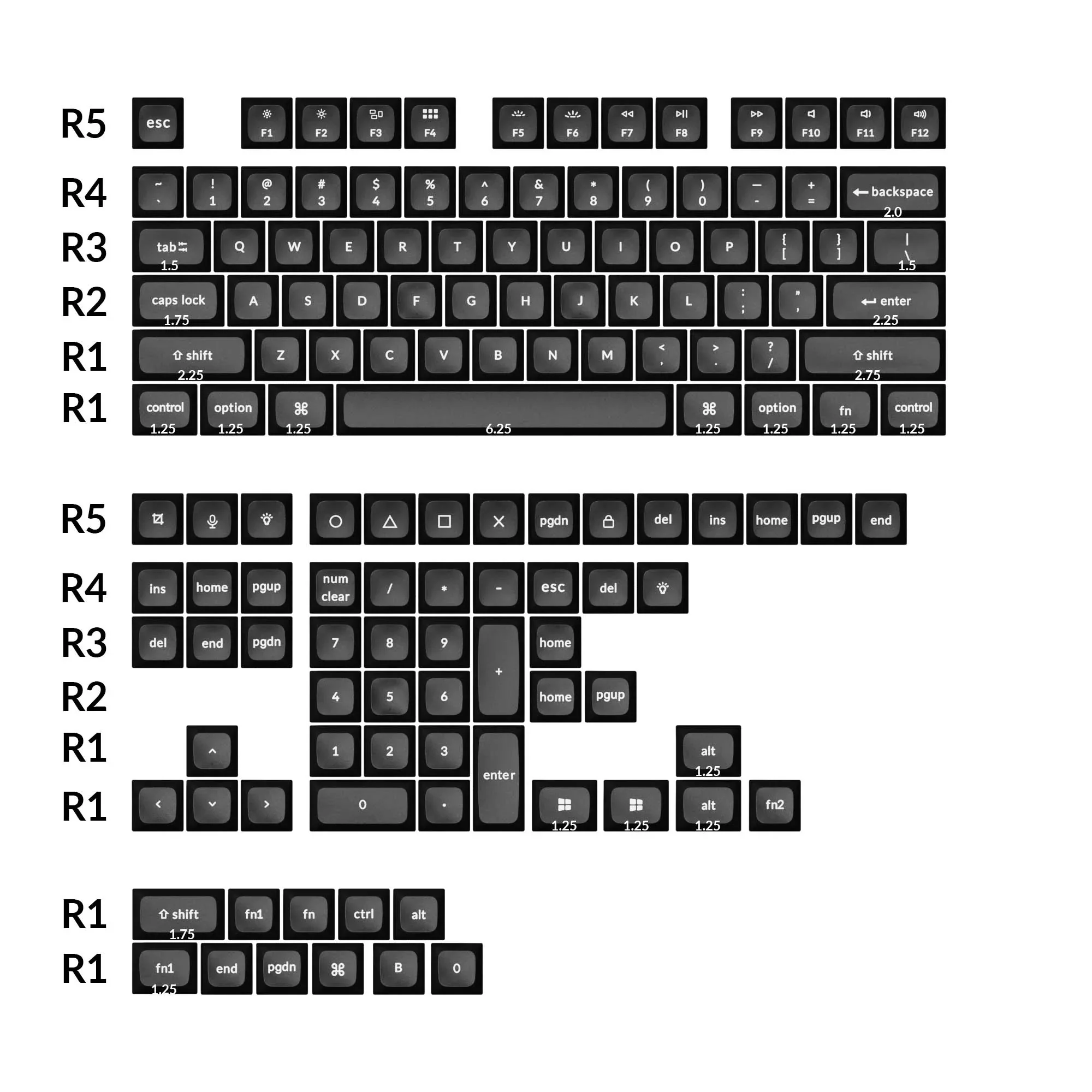 Keychron Dark Grey / Greyish Blue 140 Key KSA Profile Double Shot PBT Keycap Set - Image 5