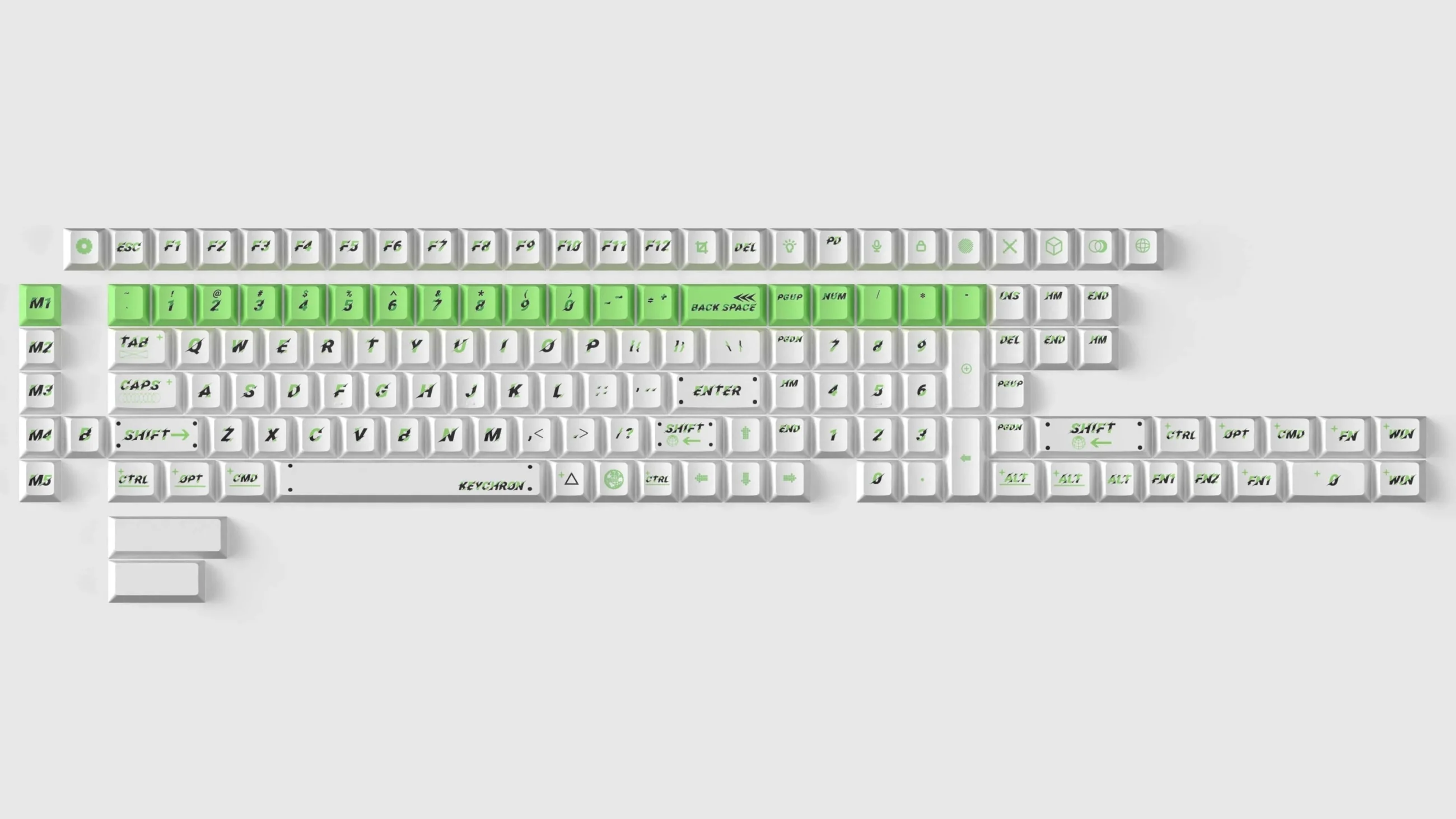 Keychron Green Pulsation 140 Key Cherry Profile Dye Sub PBT Keycap Set - Image 2