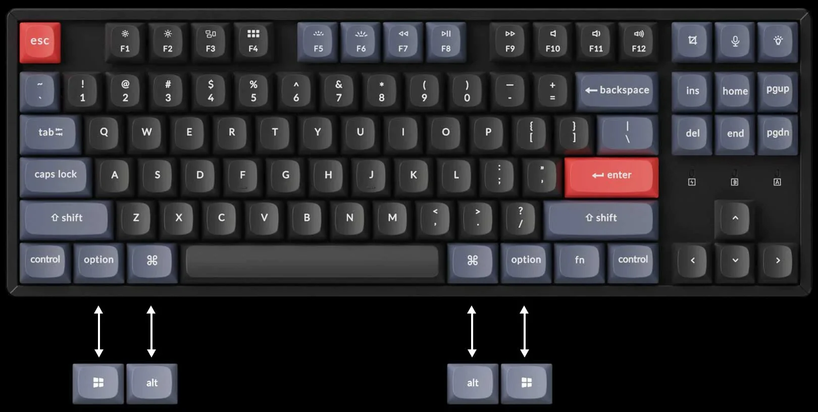 Keychron K8 Pro TKL Hotswap Bluetooth White LED Win + Mac Mechanical Keyboard - Image 3
