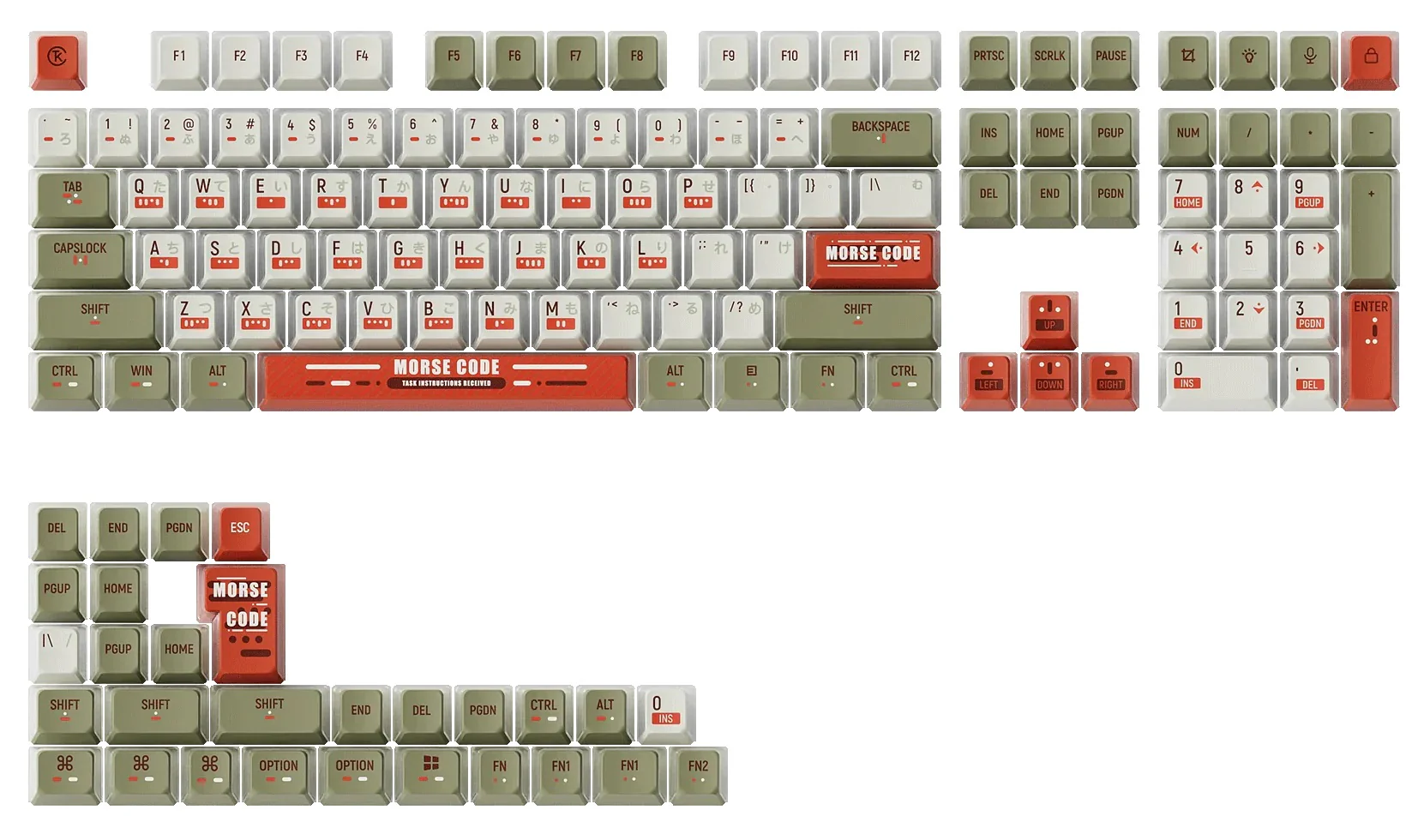 Keychron Morse Code 137 Key OEM Profile Dye Sub PBT Keycap Set - Image 2