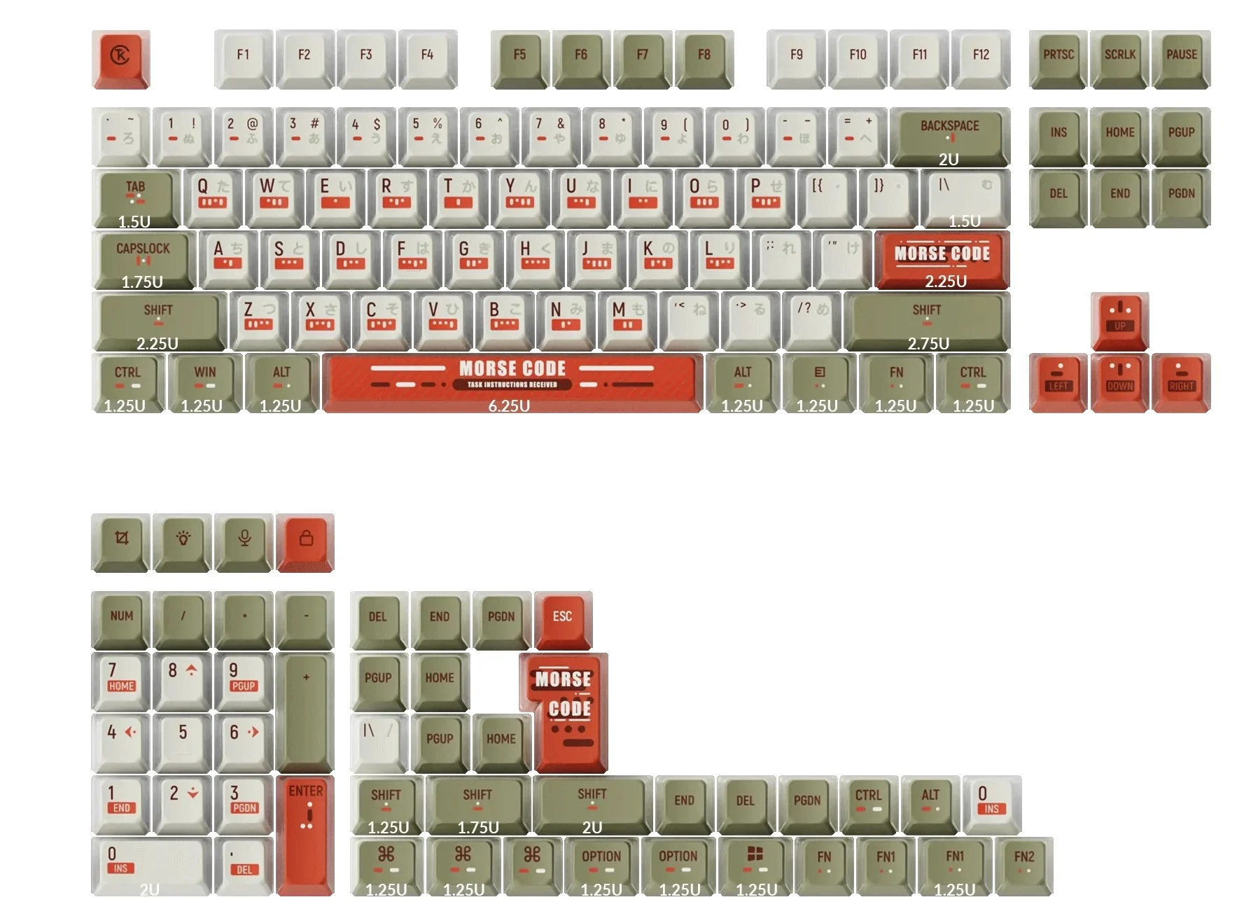 Keychron Morse Code 137 Key OEM Profile Dye Sub PBT Keycap Set - Image 3