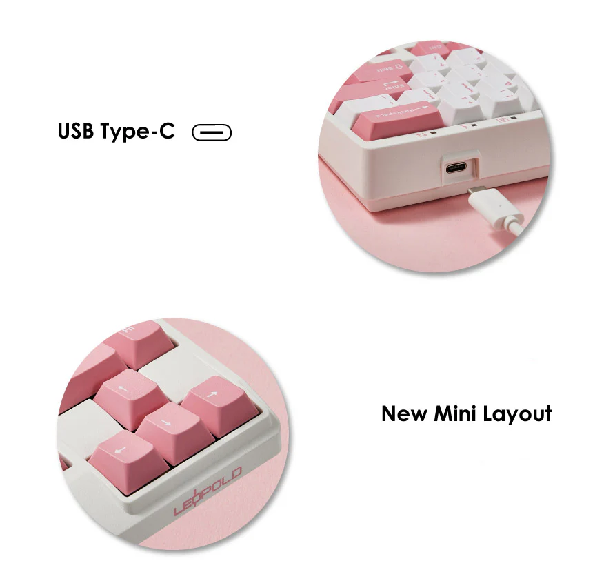 Leopold FC650MDS White/Pink PD 65% Double Shot PBT Mechanical Keyboard - Image 8