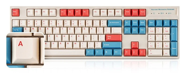 Leopold FC900RBT V2 Coral / Blue Wireless Keyboard - Image 4
