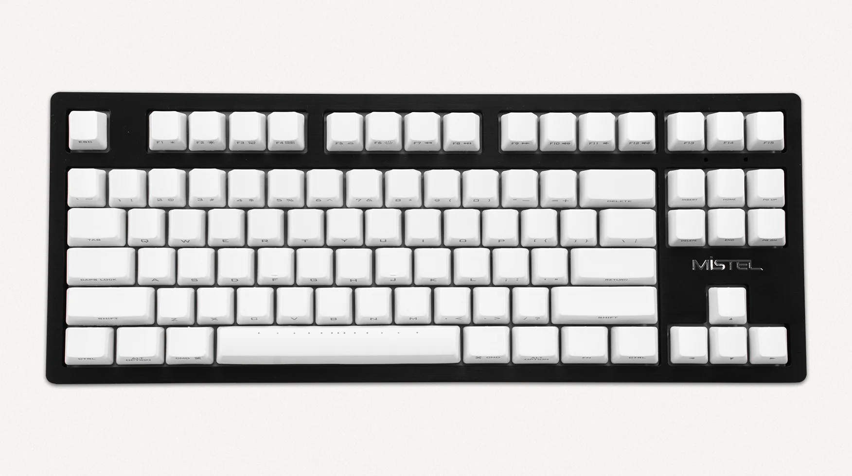 Mistel Sleeker Black Aluminum TKL White LED Dye Sub PBT Mechanical Keyboard