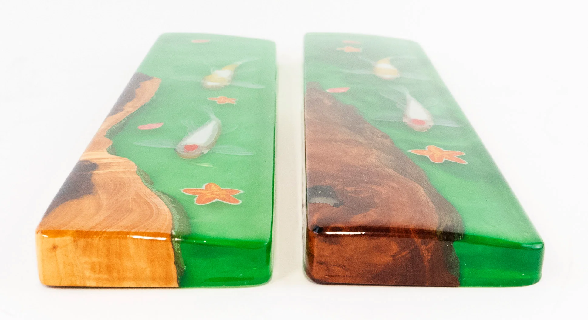 Resixteen Green Koi Handcrafted Artisan Wrist Rest Wood & Resin TKL - Image 2
