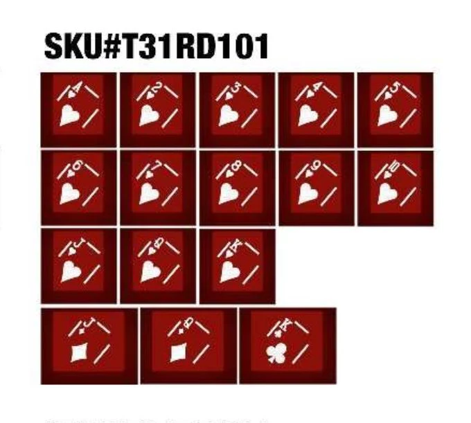 Tai-Hao Red Playing Cards 16-Key Cubic Profile Double Shot ABS Translucent Keycap Set - Image 2