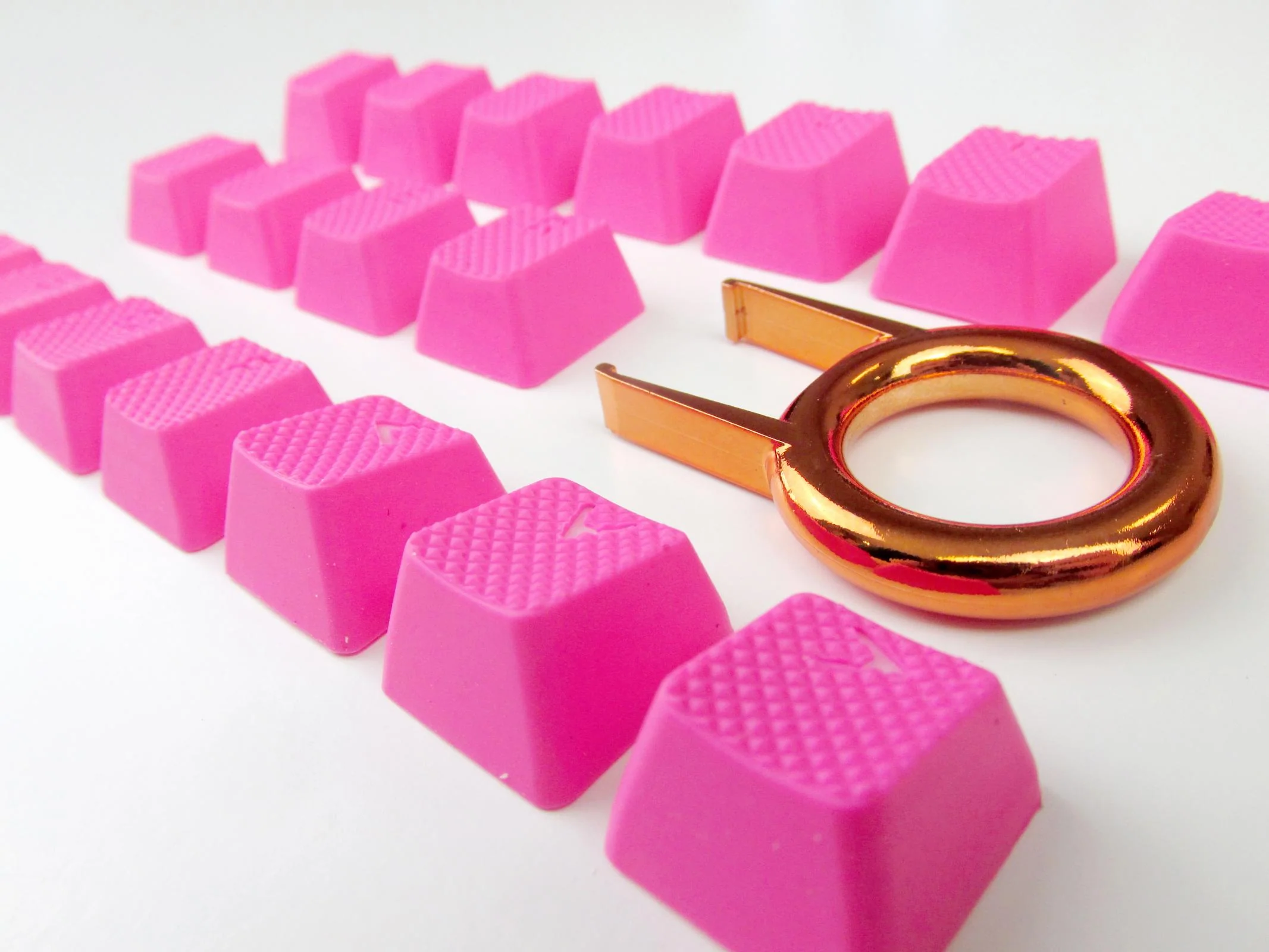 Tai-Hao Neon Pink Backlit 18 Key OEM Profile Double Shot TPR Rubber Keycap Set - Image 3