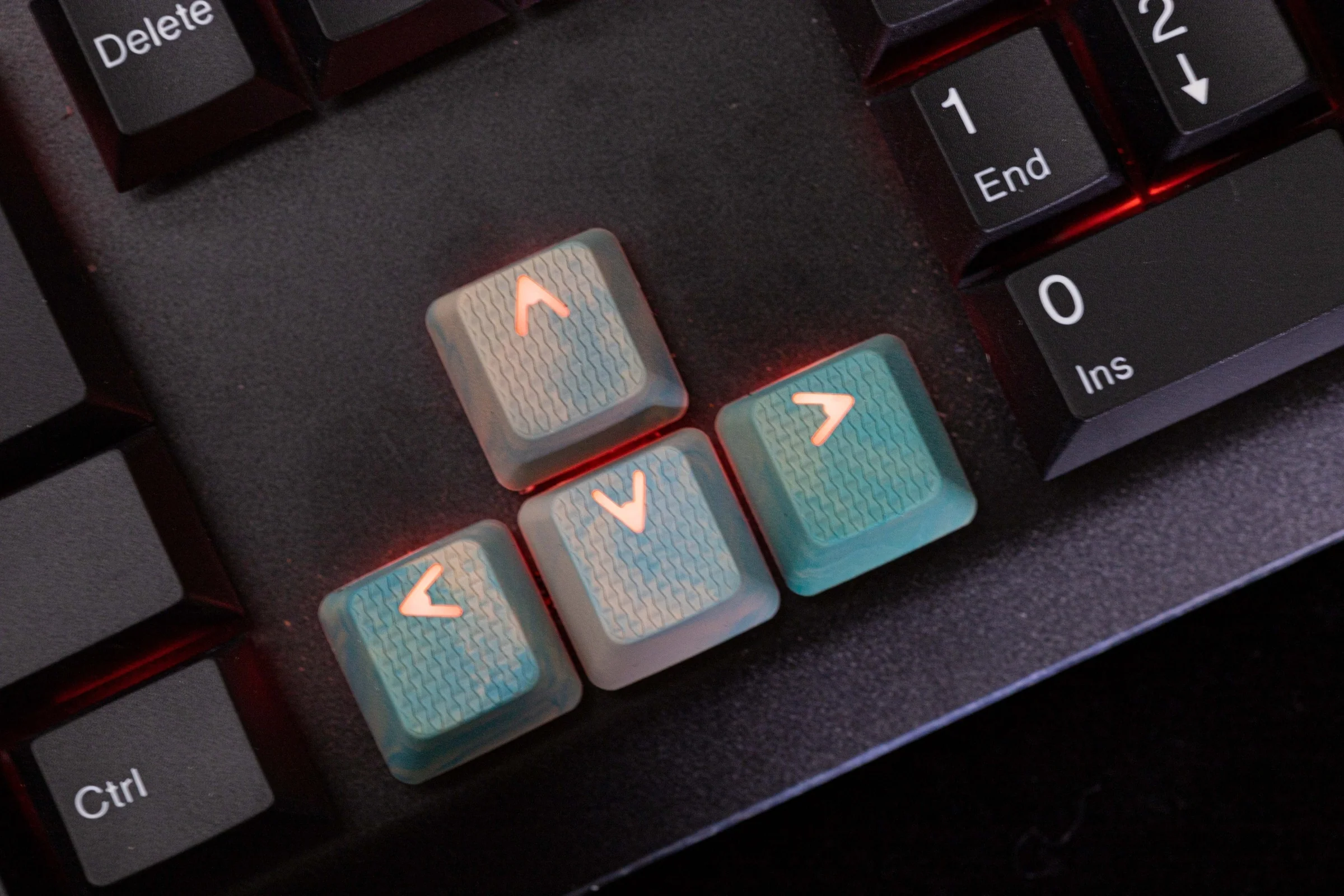 Tai-Hao Green & Peach Camo 23 Key OEM Profile TPR Rubberized Gaming Backlit Keycap Set - Image 4