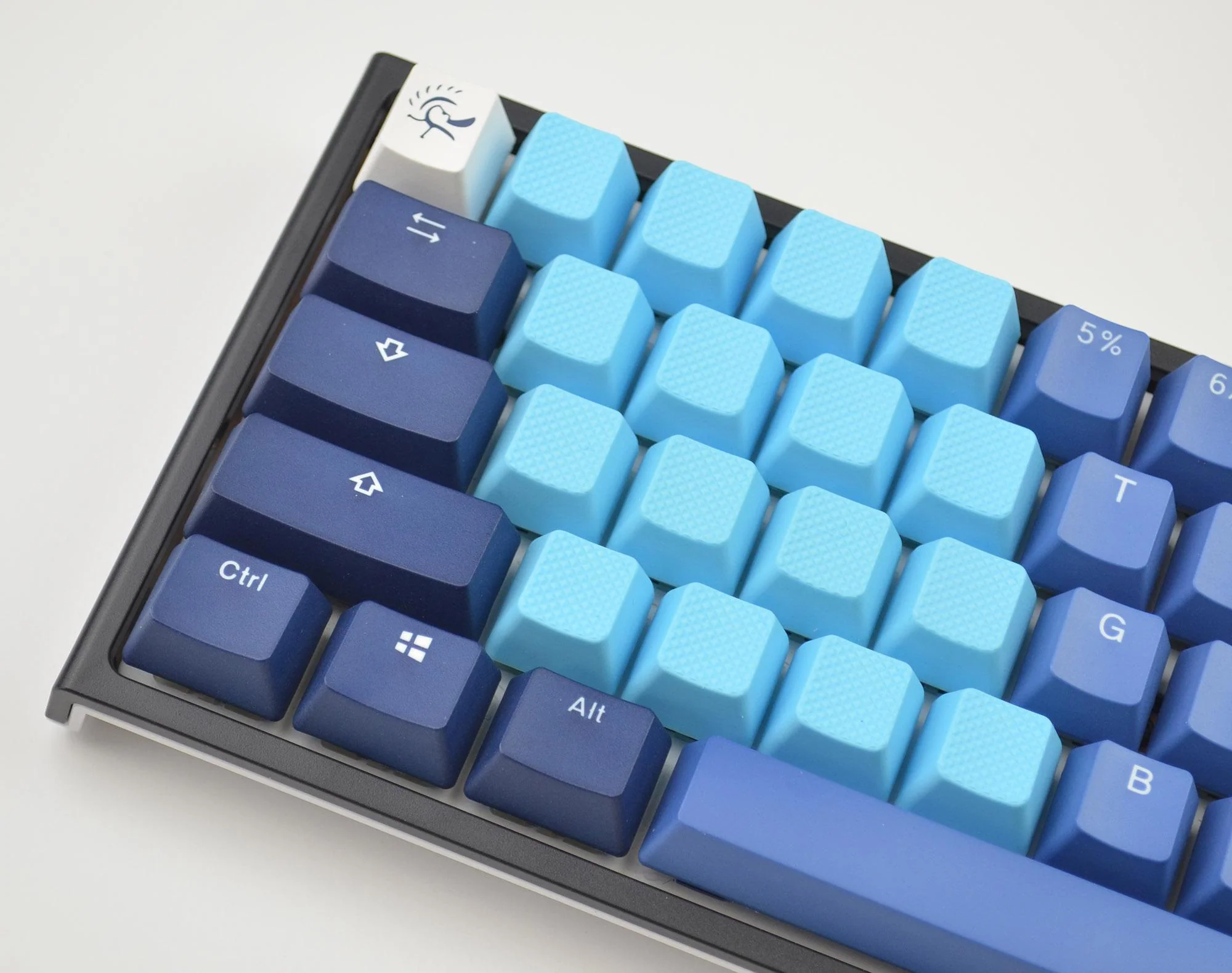 Tai-Hao Neon Blue Row 4 Blank 4 Key OEM Profile TPR Rubber Keycap Set - Image 4