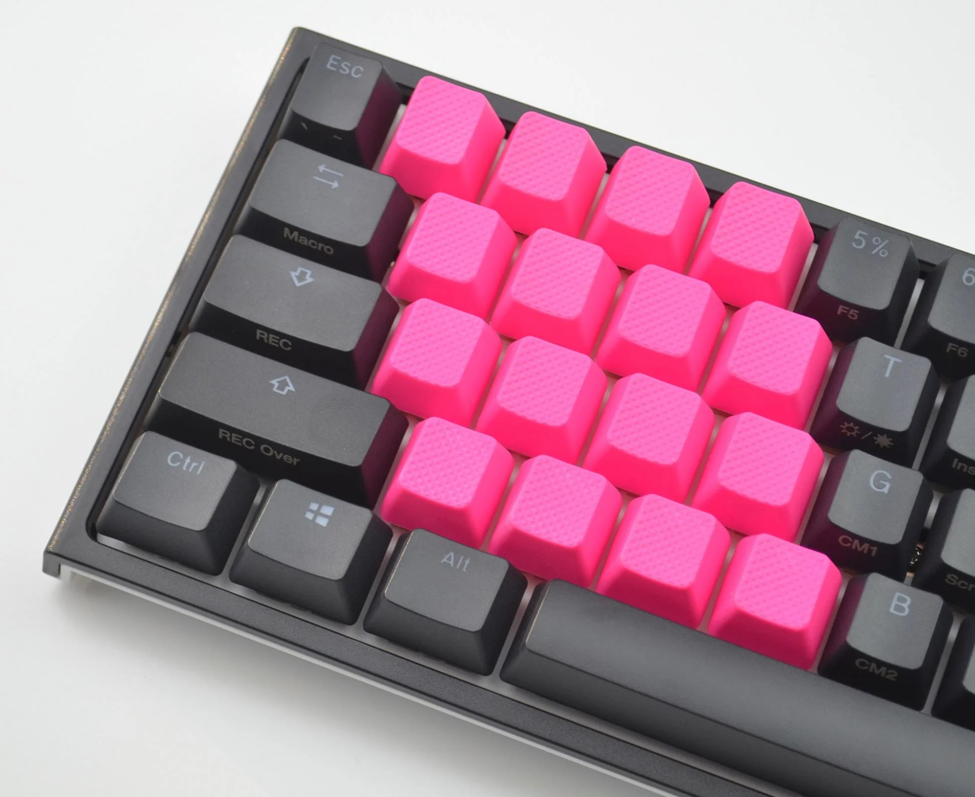 Tai-Hao Neon Pink Row 2 Blank 4 Key OEM Profile TPR Rubber Keycap Set - Image 5