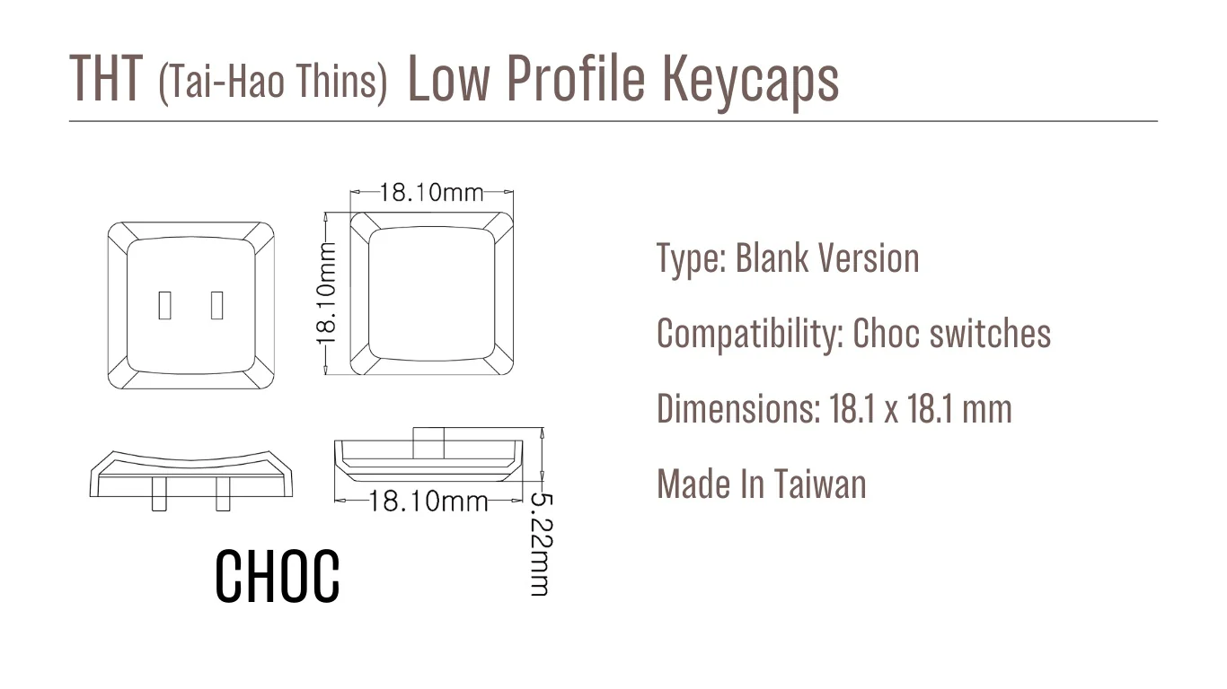 Tai-Hao Baby Blue THT Blank 18 Key ABS Low Profile Keycap Set - Image 3