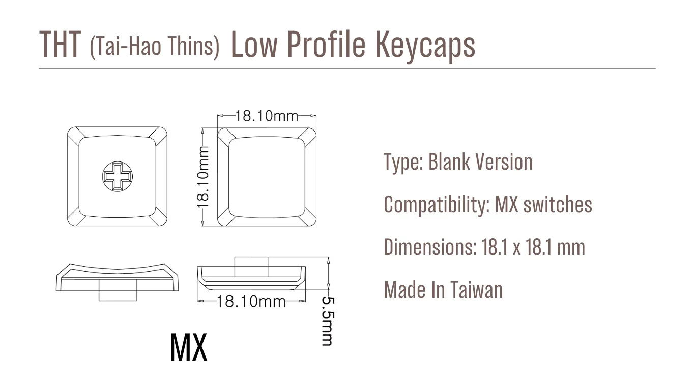 Tai-Hao Baby Blue THT Blank 18 Key ABS Low Profile Keycap Set - Image 5