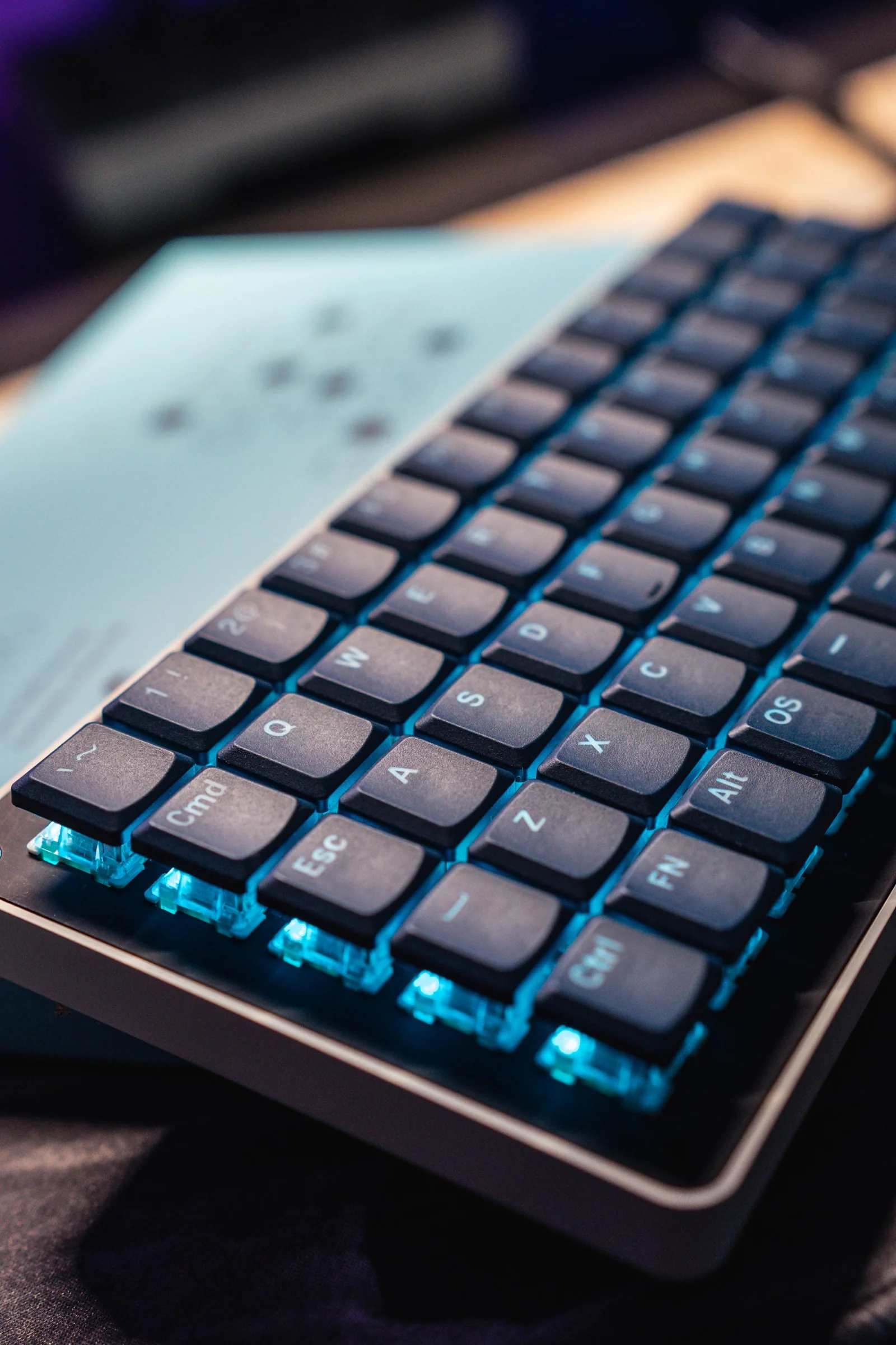 Tai-Hao Navy Blue THT Backlit 65 Key Double Shot PBT Low Profile Keycap Set - Image 3