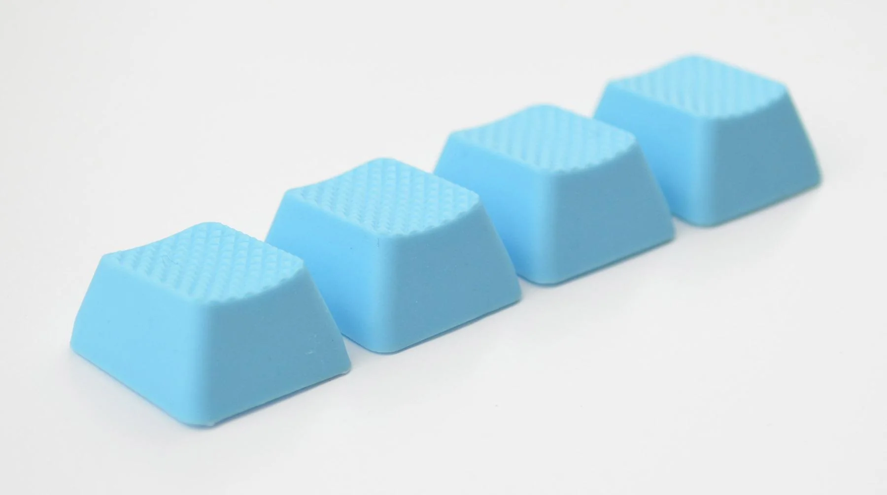 Tai-Hao Neon Blue Row 3 Blank 4 Key OEM Profile TPR Rubber Keycap Set - Image 2