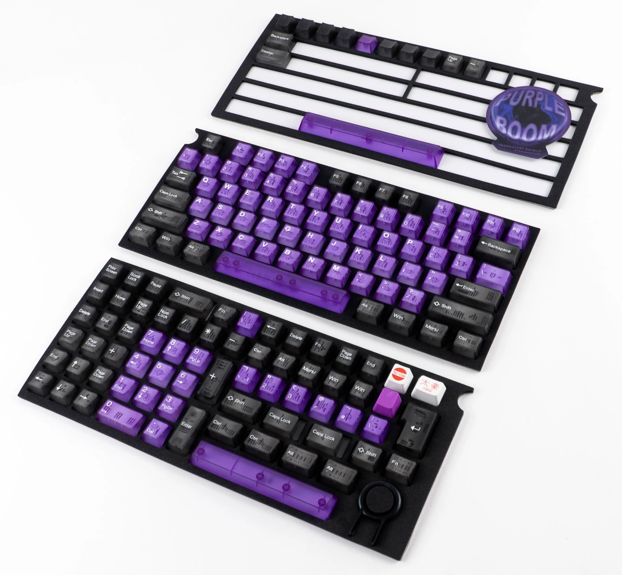 Tai-Hao Purple Boom 152 Key Cubic Profile Double Shot ABS Translucent Keycap Set - Image 3
