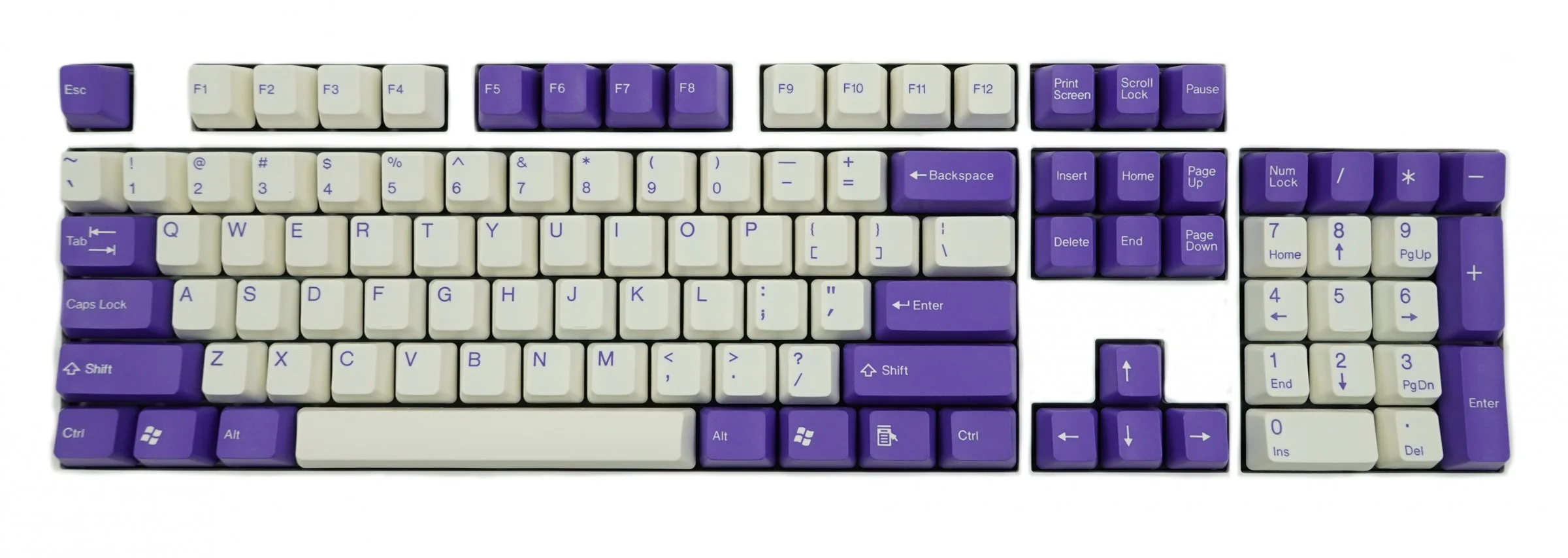 Tai-Hao White / Purple 104 Key OEM Profile Double Shot ABS Keycap Set