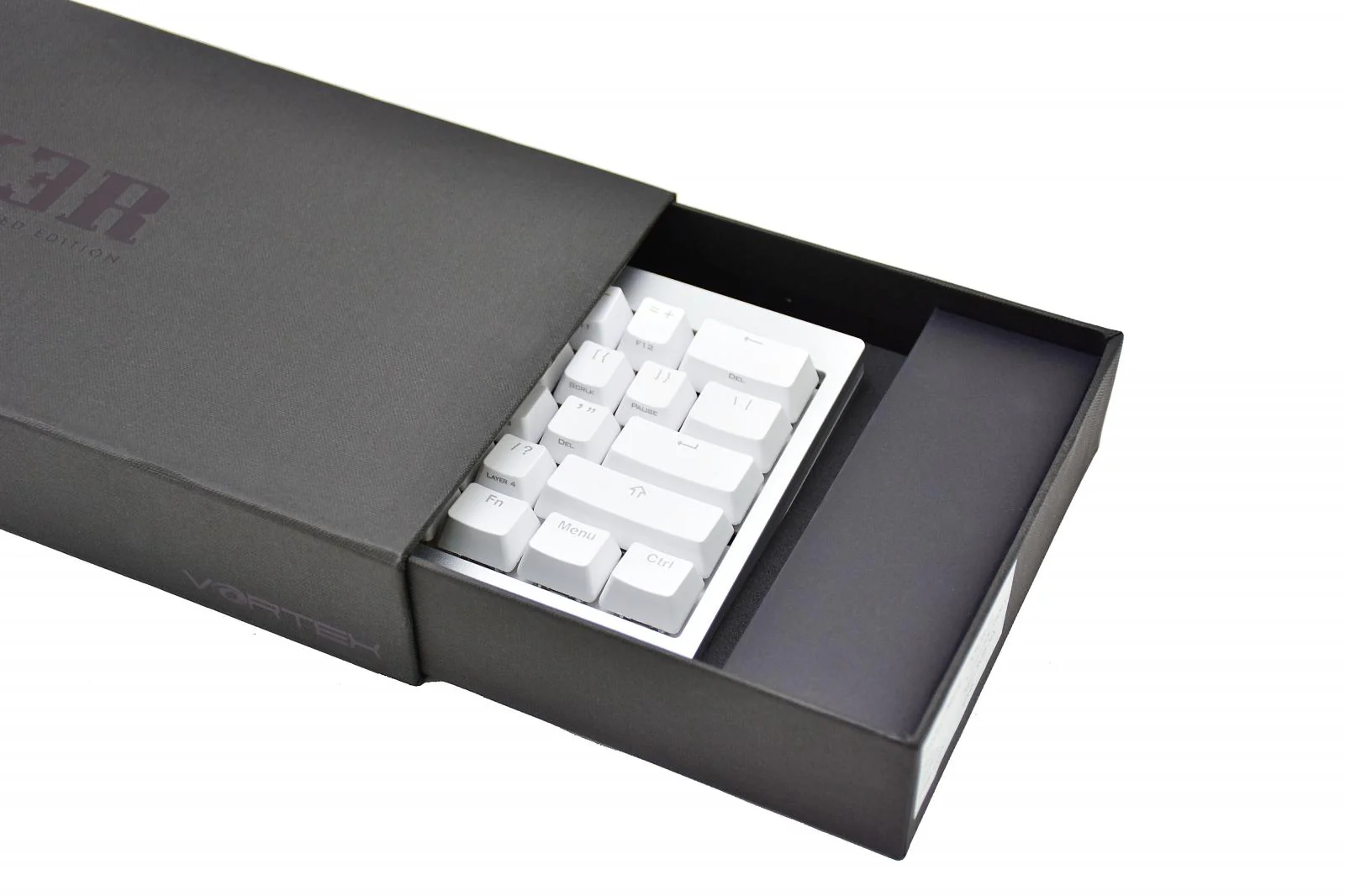 Vortex POK3R Silver LE Frosted White Border RGB LED 60% Double Shot PBT Mechanical Keyboard - Image 5