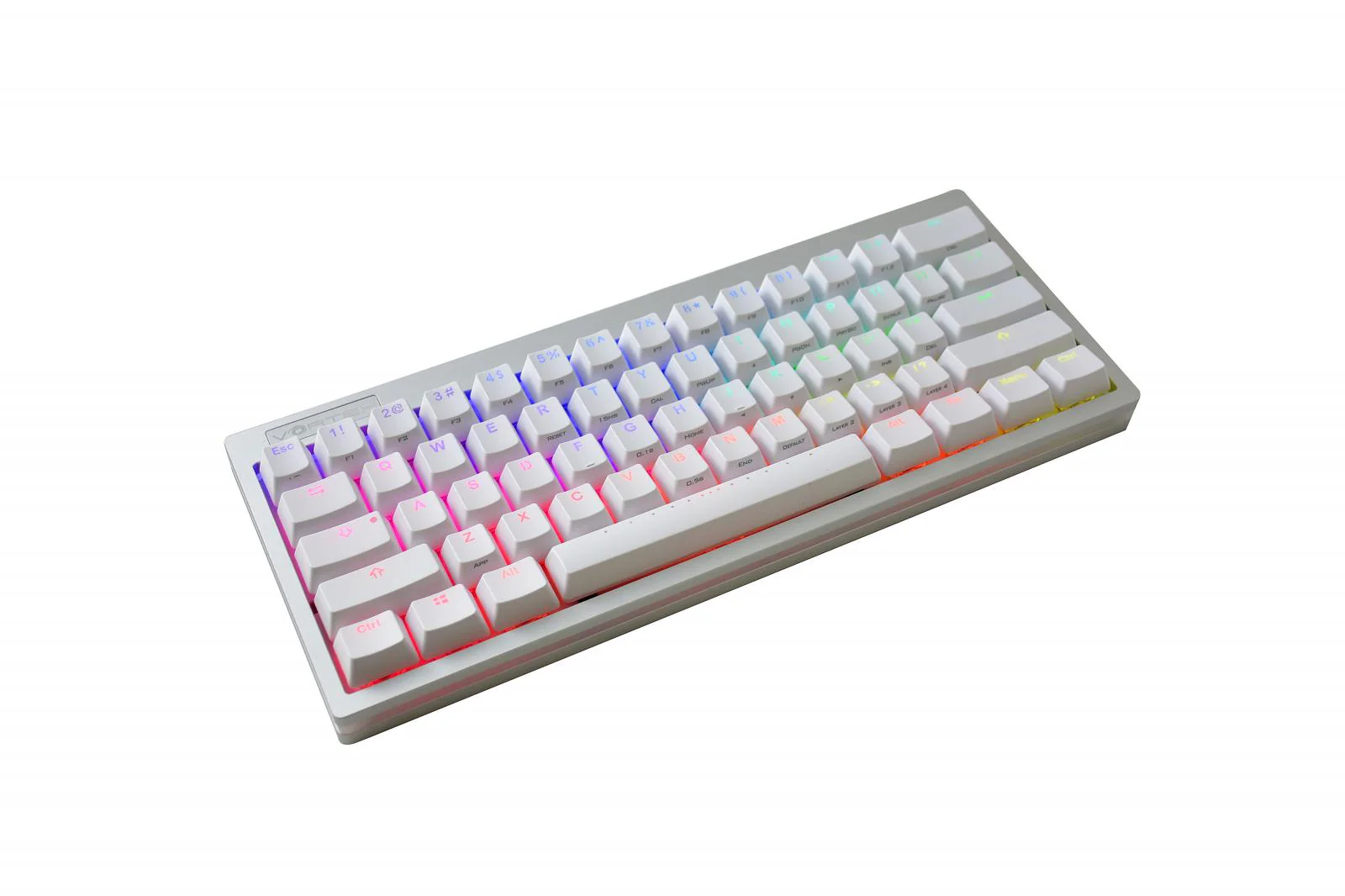 Vortex POK3R Silver LE Frosted White Border RGB LED 60% Double Shot PBT Mechanical Keyboard - Image 6