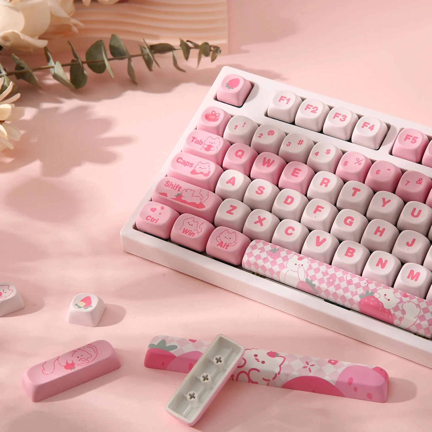 Yunzii Meow Meow Pink 141 Key MOA Profile Dye Sub PBT Keycap Set - Image 4