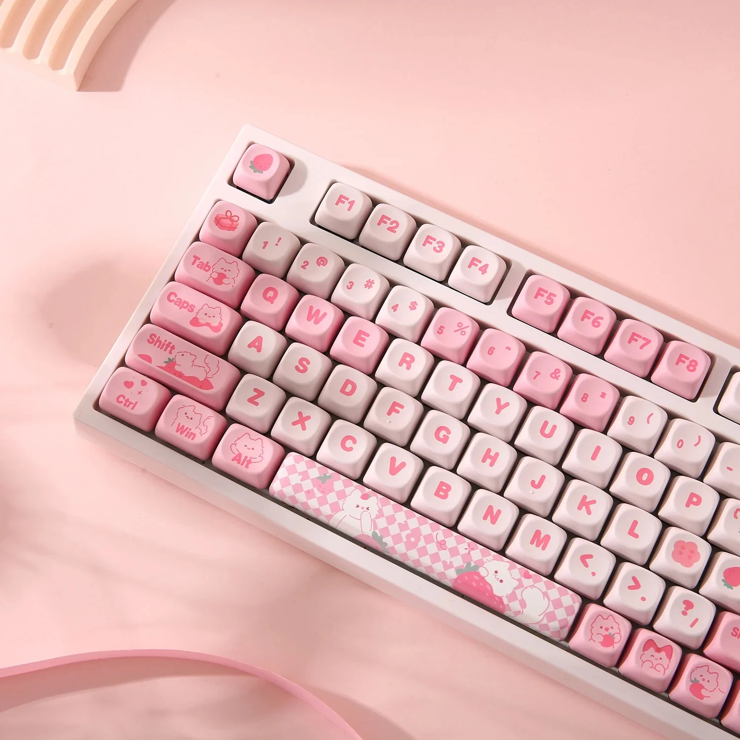 Yunzii Meow Meow Pink 141 Key MOA Profile Dye Sub PBT Keycap Set - Image 7